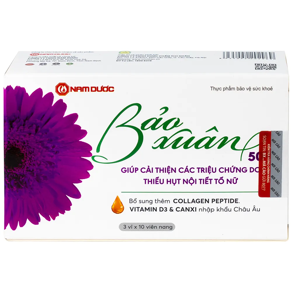 VIÊN UỐNG GIÚP BỔ SUNG NỘI TIẾT TỐ NỮ ESTROGEN BẢO XUÂN 50+ NAM DƯỢC 3X10 10