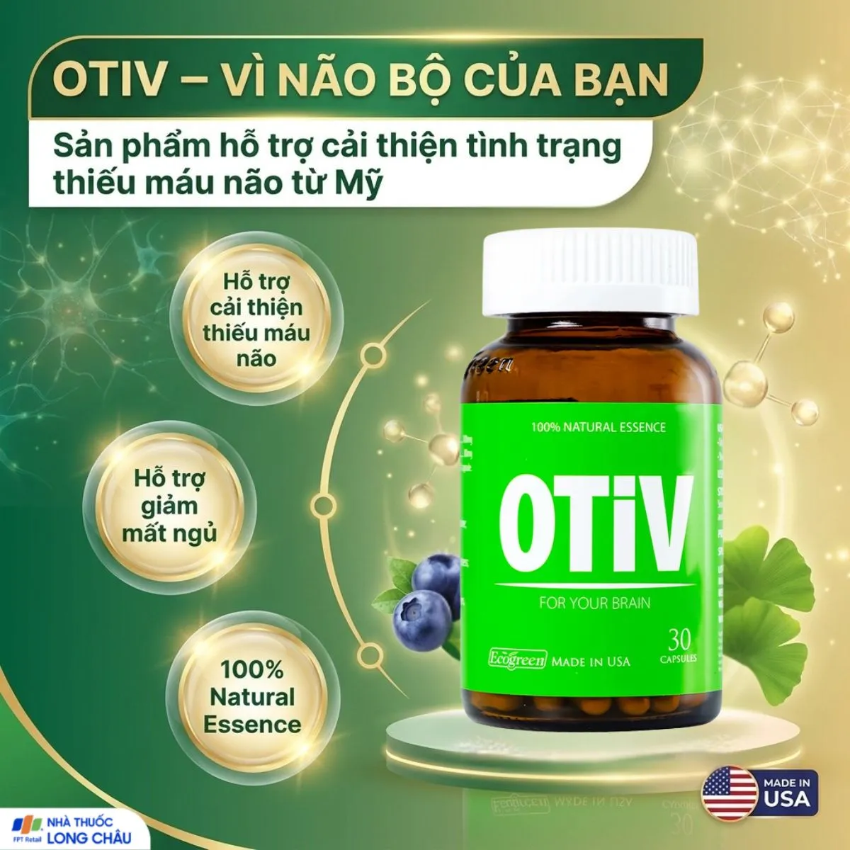 VIÊN UỐNG GIÚP CẢI THIỆN TÌNH TRẠNG THIẾU MÁU NÃO OTIV ECOGREEN 30V 2