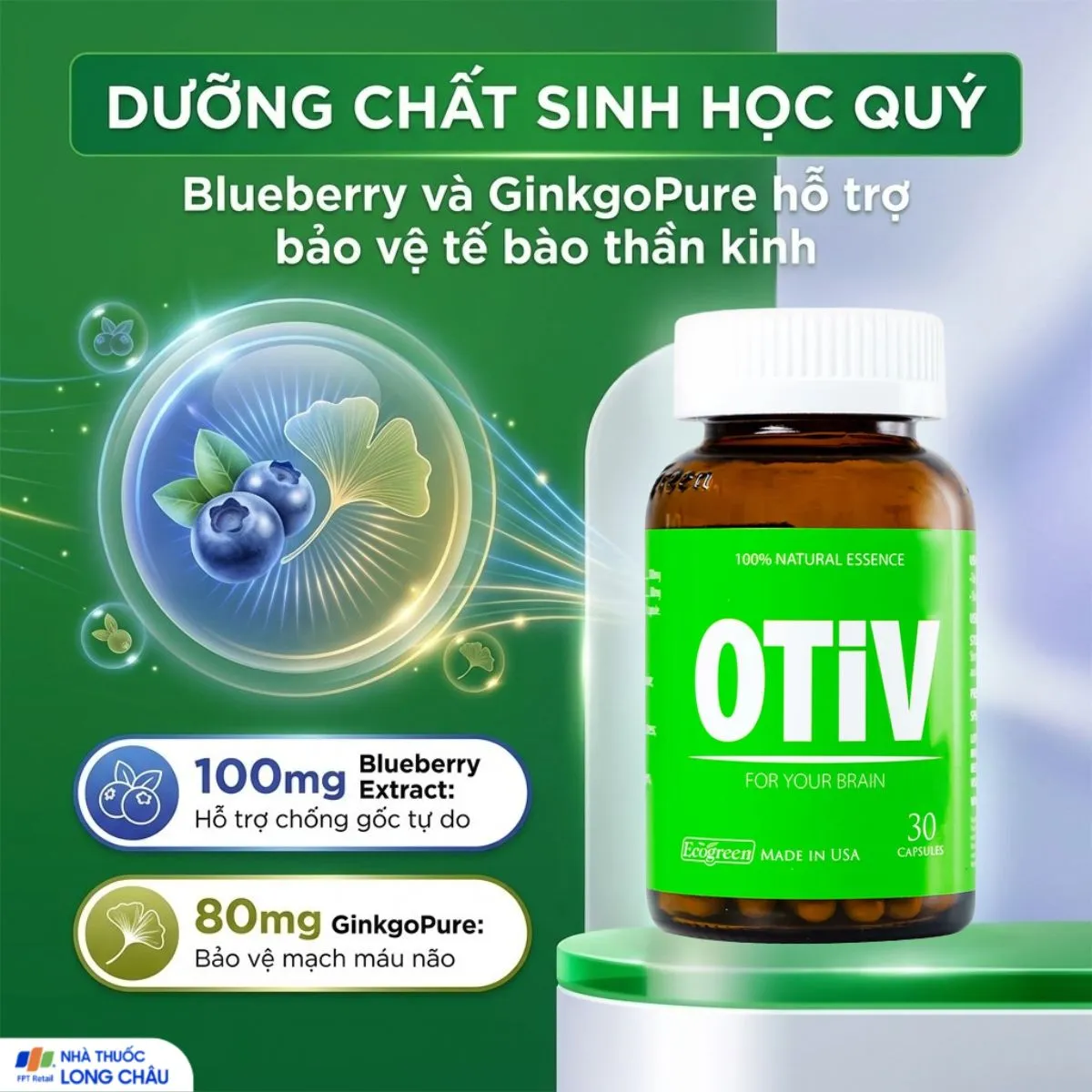 VIÊN UỐNG GIÚP CẢI THIỆN TÌNH TRẠNG THIẾU MÁU NÃO OTIV ECOGREEN 30V 3