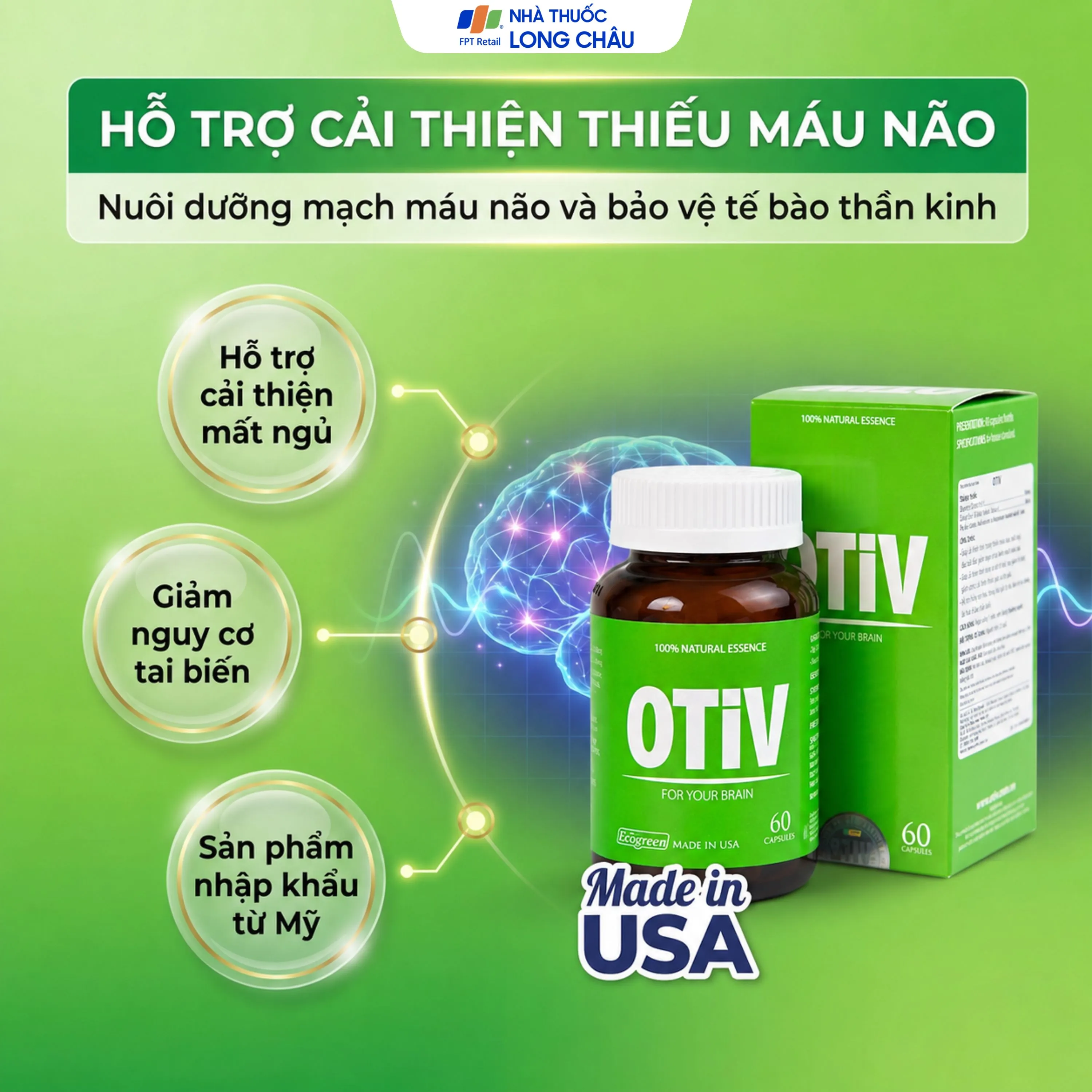 VIÊN UỐNG GIÚP CẢI THIỆN TÌNH TRẠNG THIẾU MÁU NÃO OTIV ECOGREEN 60V 2