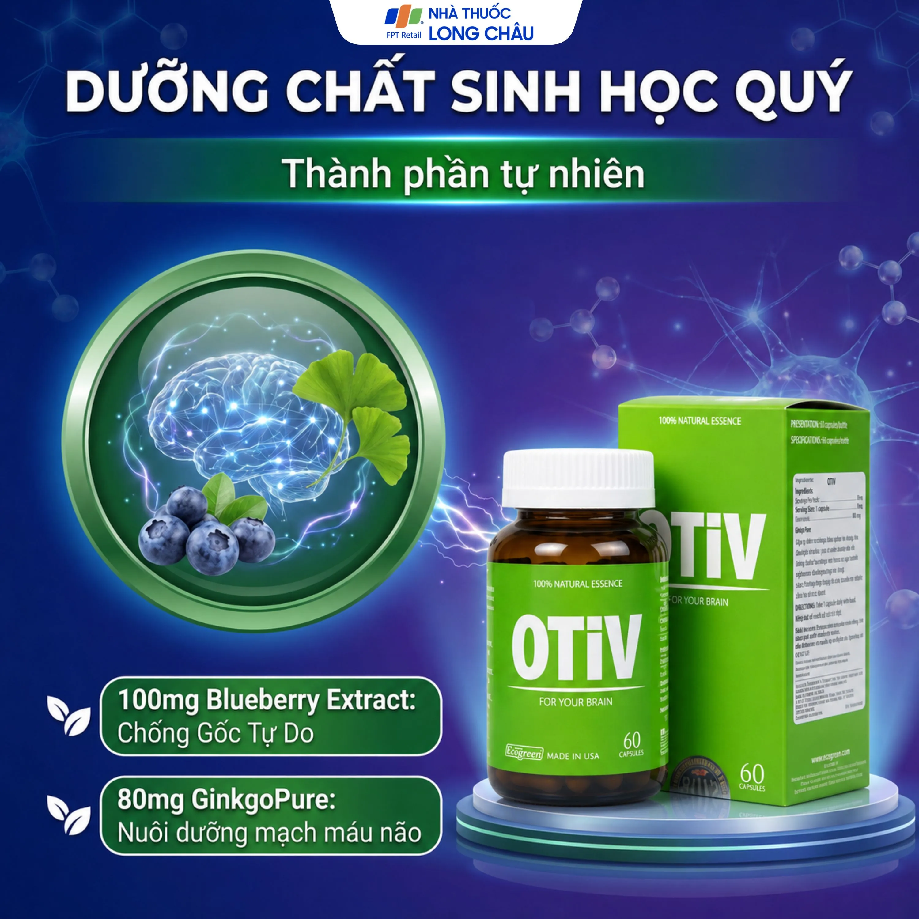 VIÊN UỐNG GIÚP CẢI THIỆN TÌNH TRẠNG THIẾU MÁU NÃO OTIV ECOGREEN 60V 4