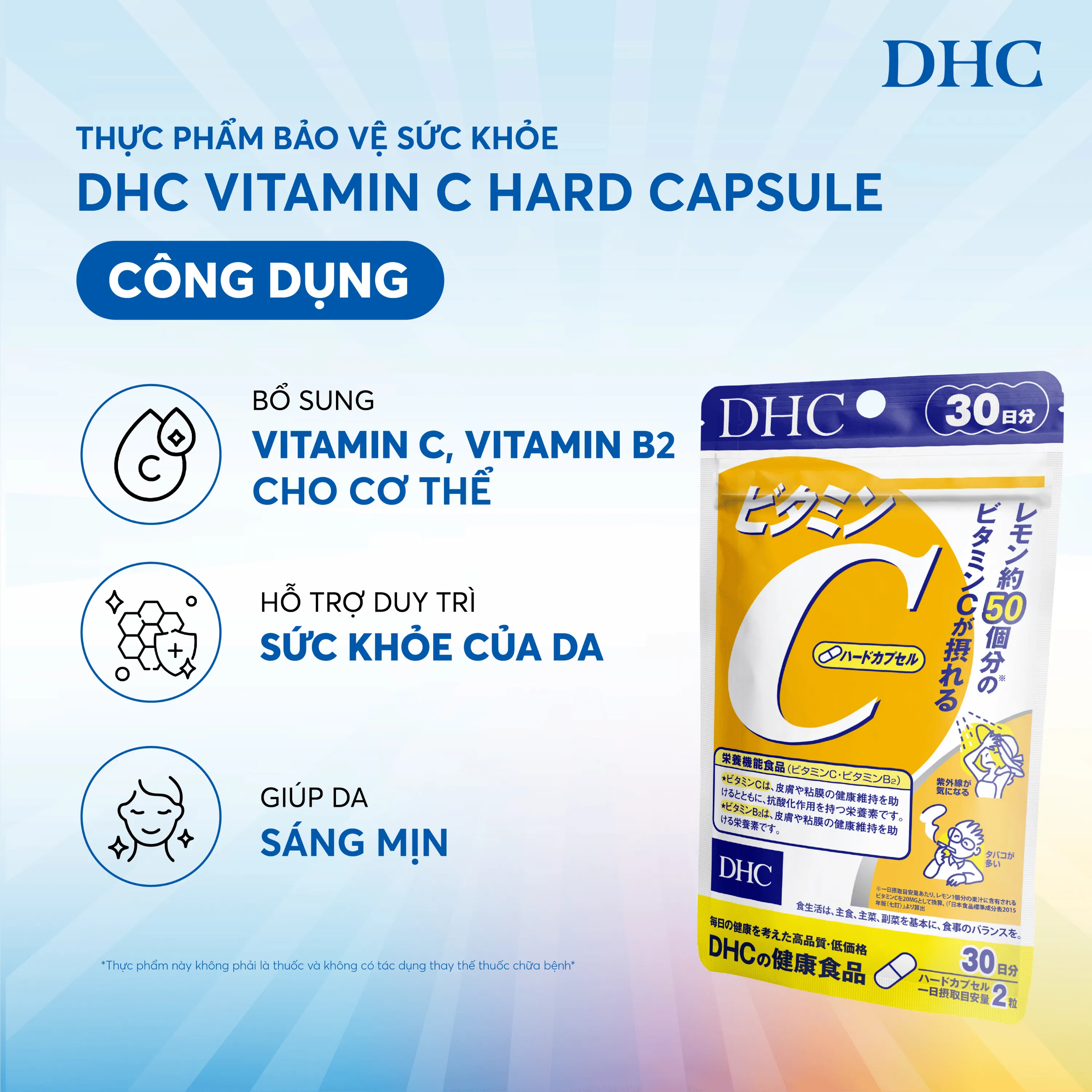VIÊN UỐNG GIÚP DA SÁNG MỊN DHC VITAMIN C 60V 4