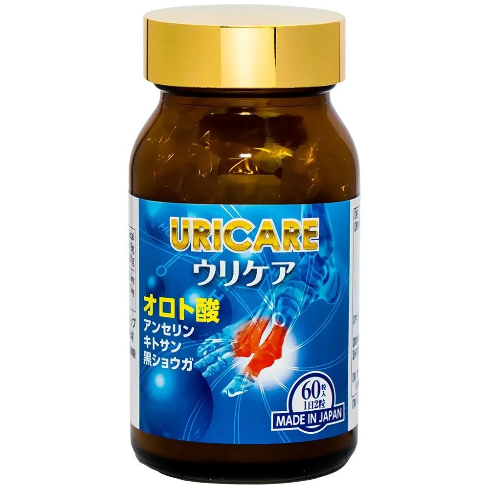 VIÊN UỐNG GIÚP GIẢM ACID URIC TRONG MÁU, GIẢM SƯNG ĐAU KHỚP DO GOUT URICARE JPANWELL 60V