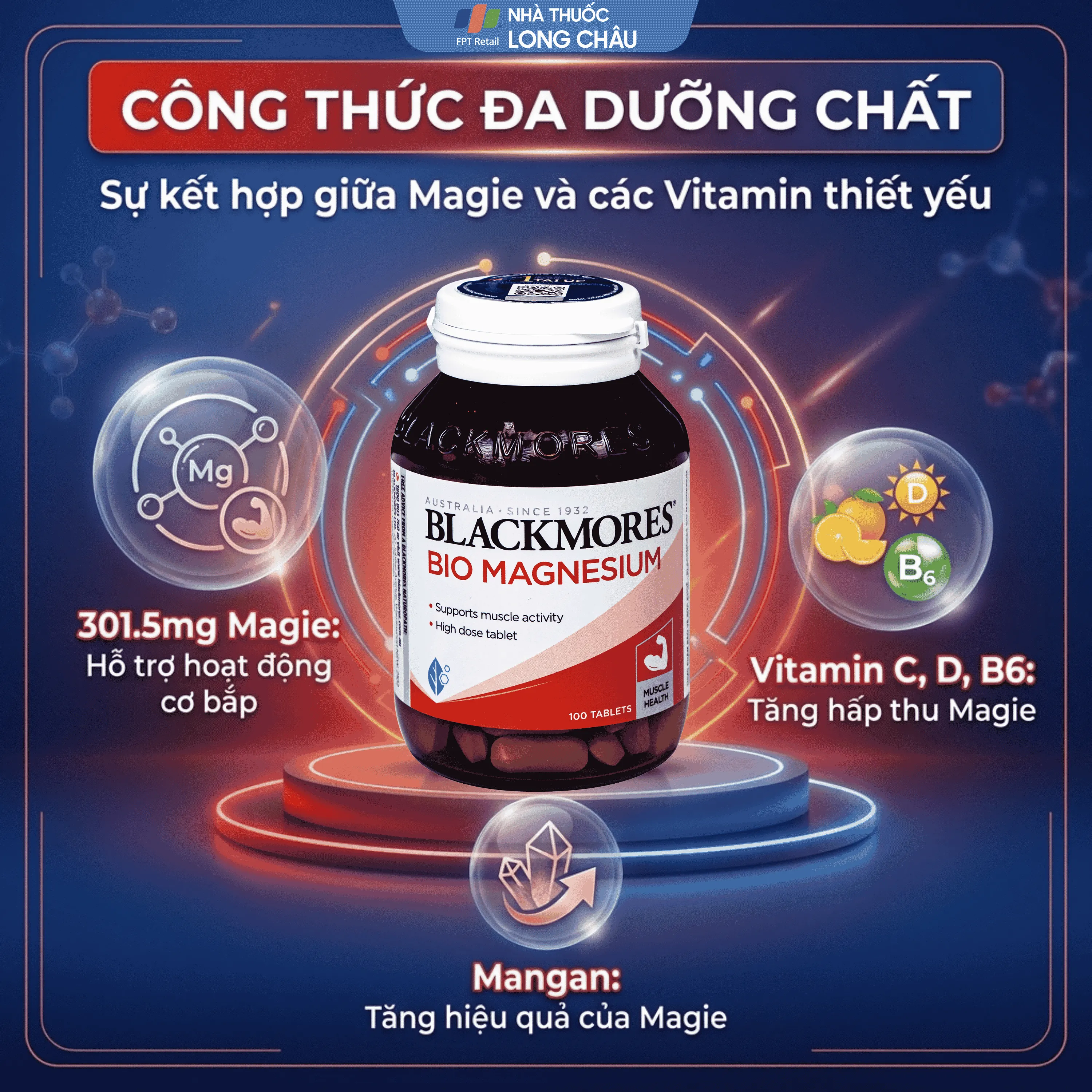 VIÊN UỐNG GIÚP GIẢM CHUỘT RÚT BLACKMORES BIO MAGNESIUM 100V 3