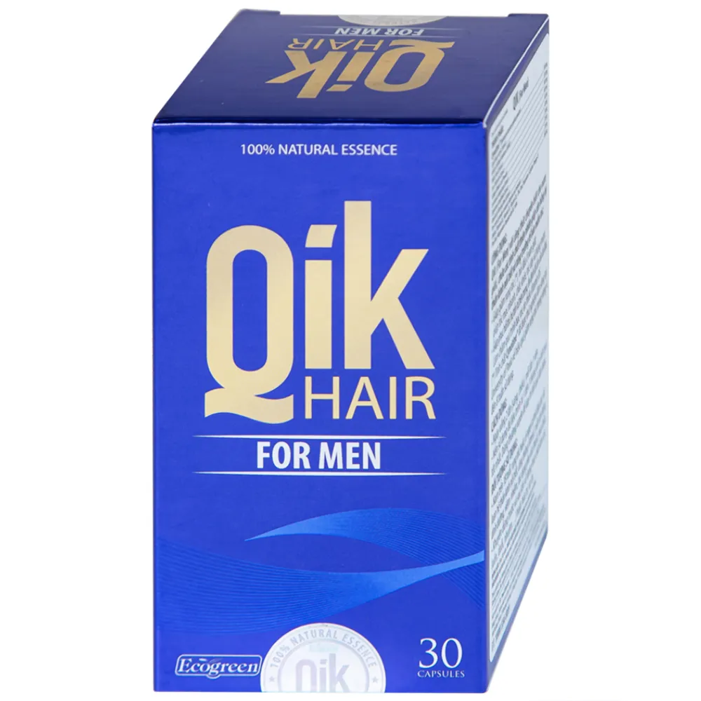 VIÊN UỐNG GIÚP GIẢM RỤNG TÓC Ở NAM GIỚI QIK HAIR FOR MEN ECOGREEN 30V 12