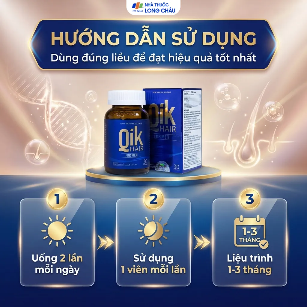 VIÊN UỐNG GIÚP GIẢM RỤNG TÓC Ở NAM GIỚI QIK HAIR FOR MEN ECOGREEN 30V 5