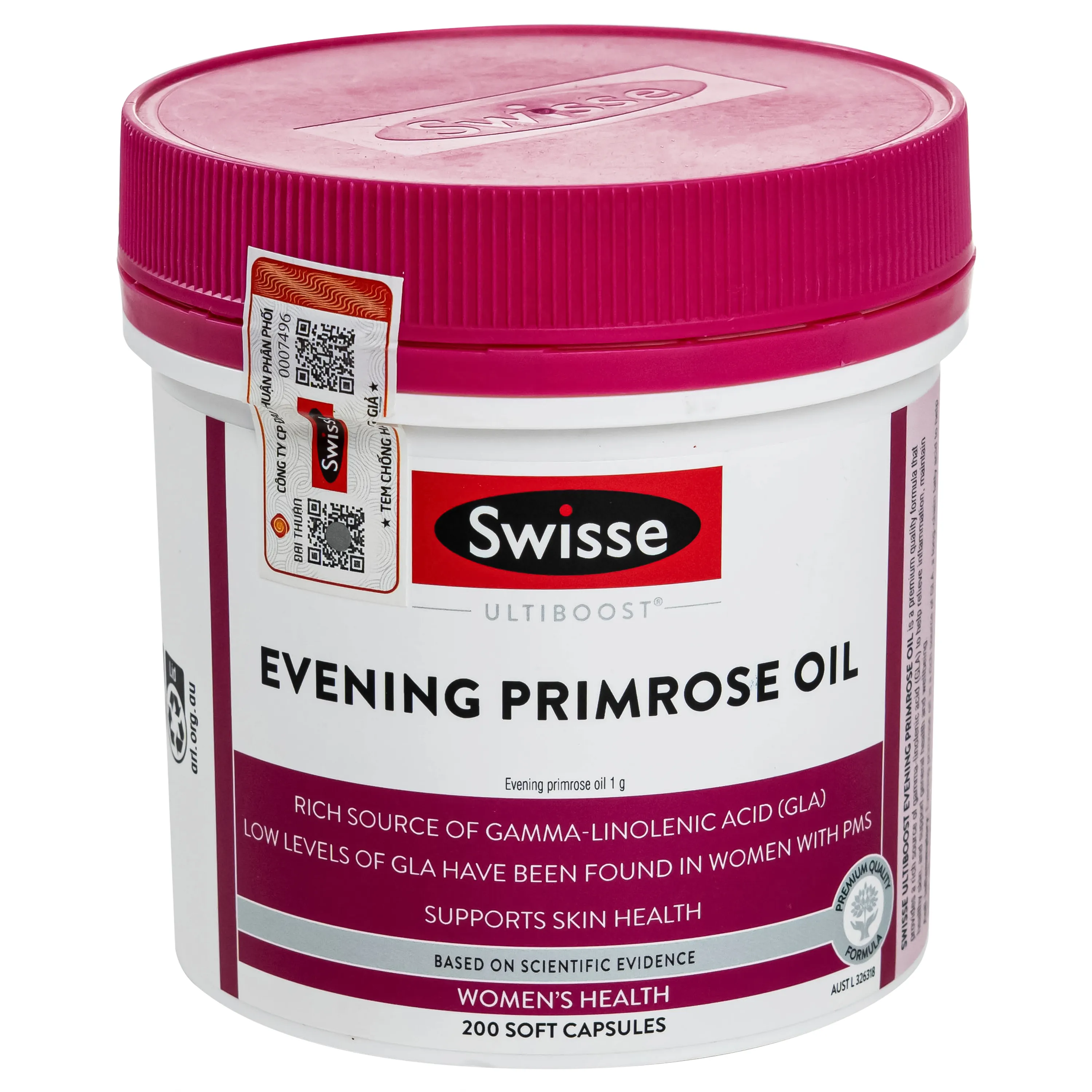 VIÊN UỐNG GIÚP GIẢM TRIỆU CHỨNG TIỀN KINH NGUYỆT SWISSE ULTIBOOST EVENING PRIMROSE OIL 200V