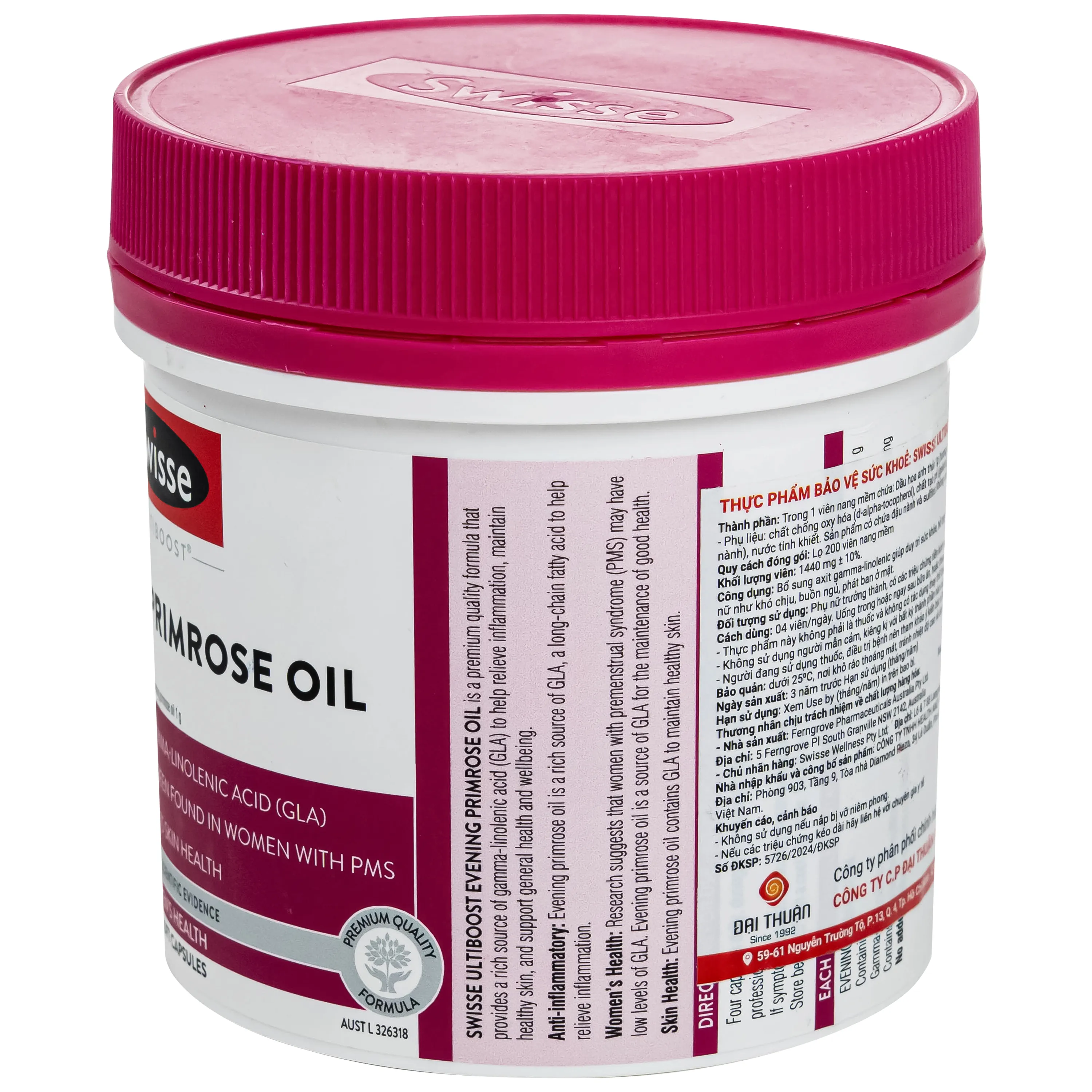 VIÊN UỐNG GIÚP GIẢM TRIỆU CHỨNG TIỀN KINH NGUYỆT SWISSE ULTIBOOST EVENING PRIMROSE OIL 200V 7