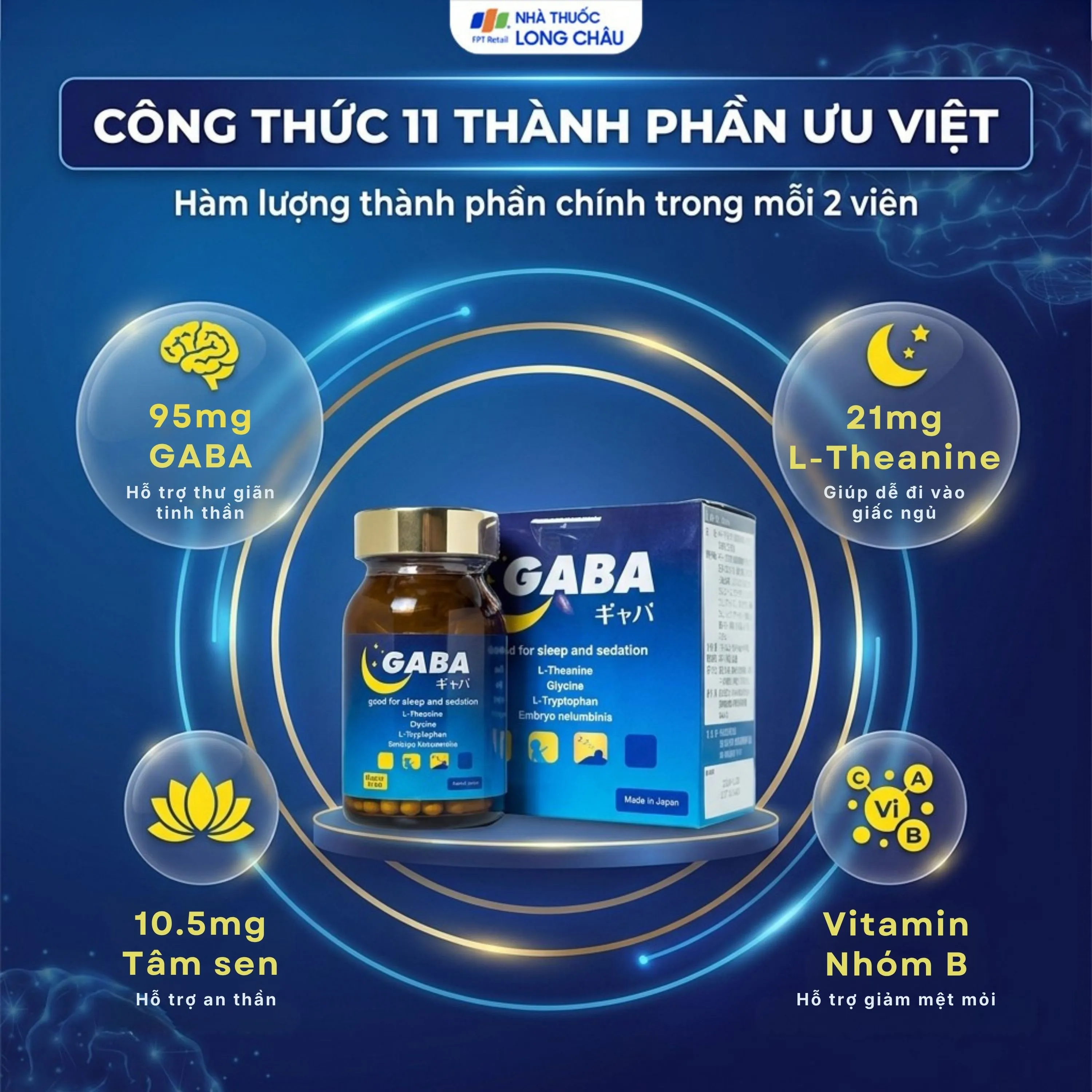 VIÊN UỐNG GIÚP NGỦ NGON AN THẦN GABA JPANWELL 60V 2