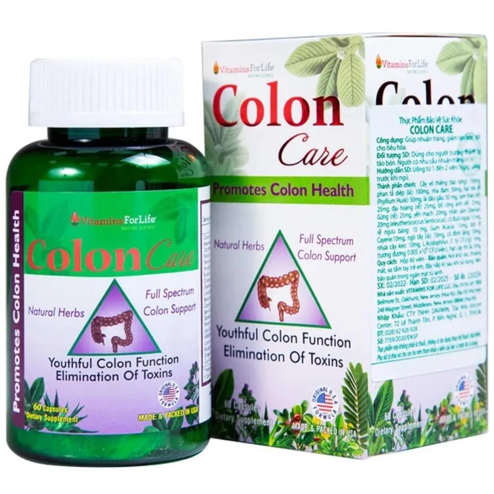 VIÊN UỐNG GIÚP NHUẬN TRÀNG, GIẢM TÁO BÓN COLON CARE VITAMINS FOR LIFE 60V