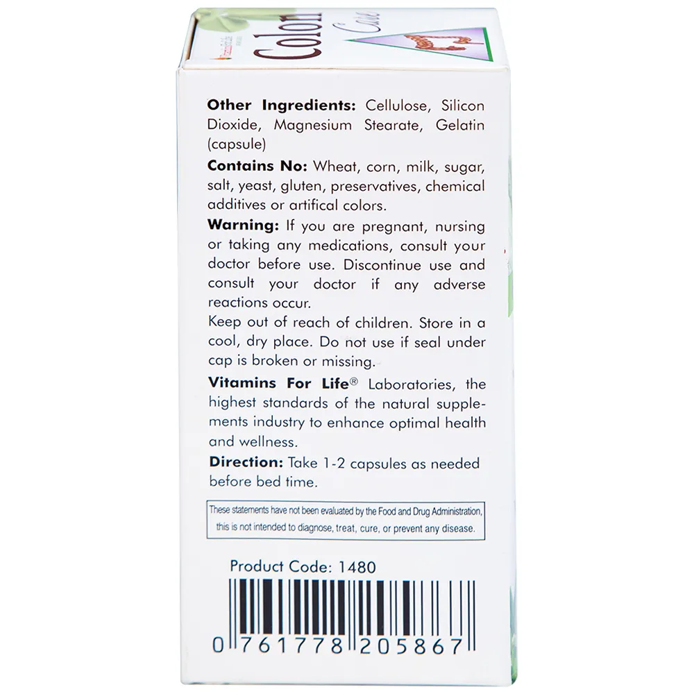 VIÊN UỐNG GIÚP NHUẬN TRÀNG, GIẢM TÁO BÓN COLON CARE VITAMINS FOR LIFE 60V 10