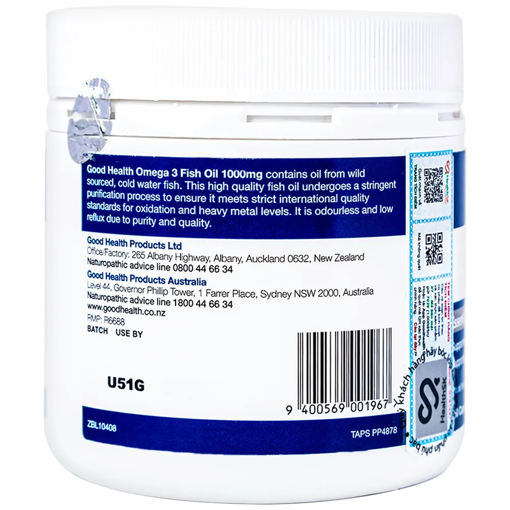 VIÊN UỐNG GIÚP PHÁT TRIỂN NÃO BỘ OMEGA 3 FISH OIL 1000MG GOODHEALTH 150V 8