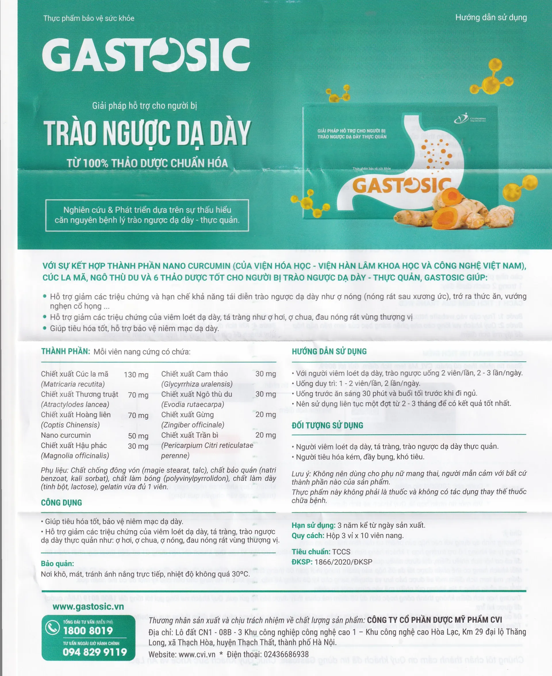 VIÊN UỐNG GIÚP TIÊU HÓA GASTOSIC CVI 3X10 16