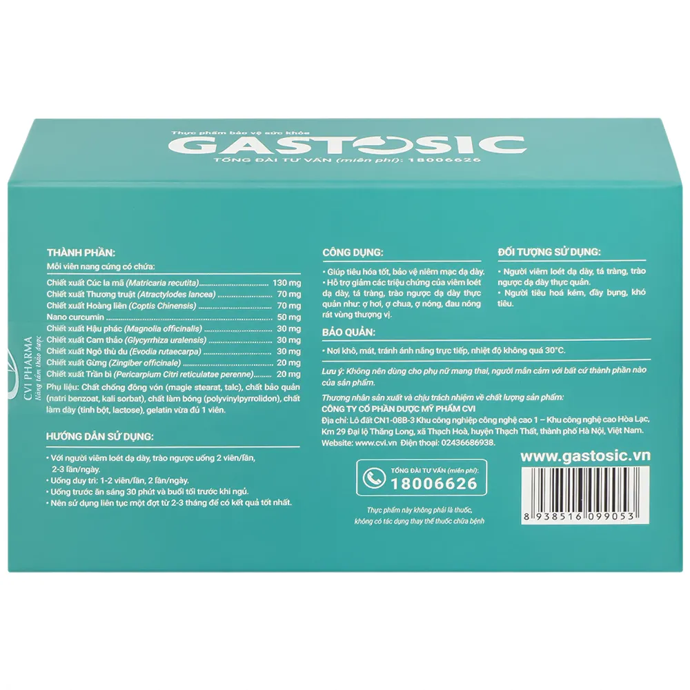 VIÊN UỐNG GIÚP TIÊU HÓA GASTOSIC CVI 3X10 8