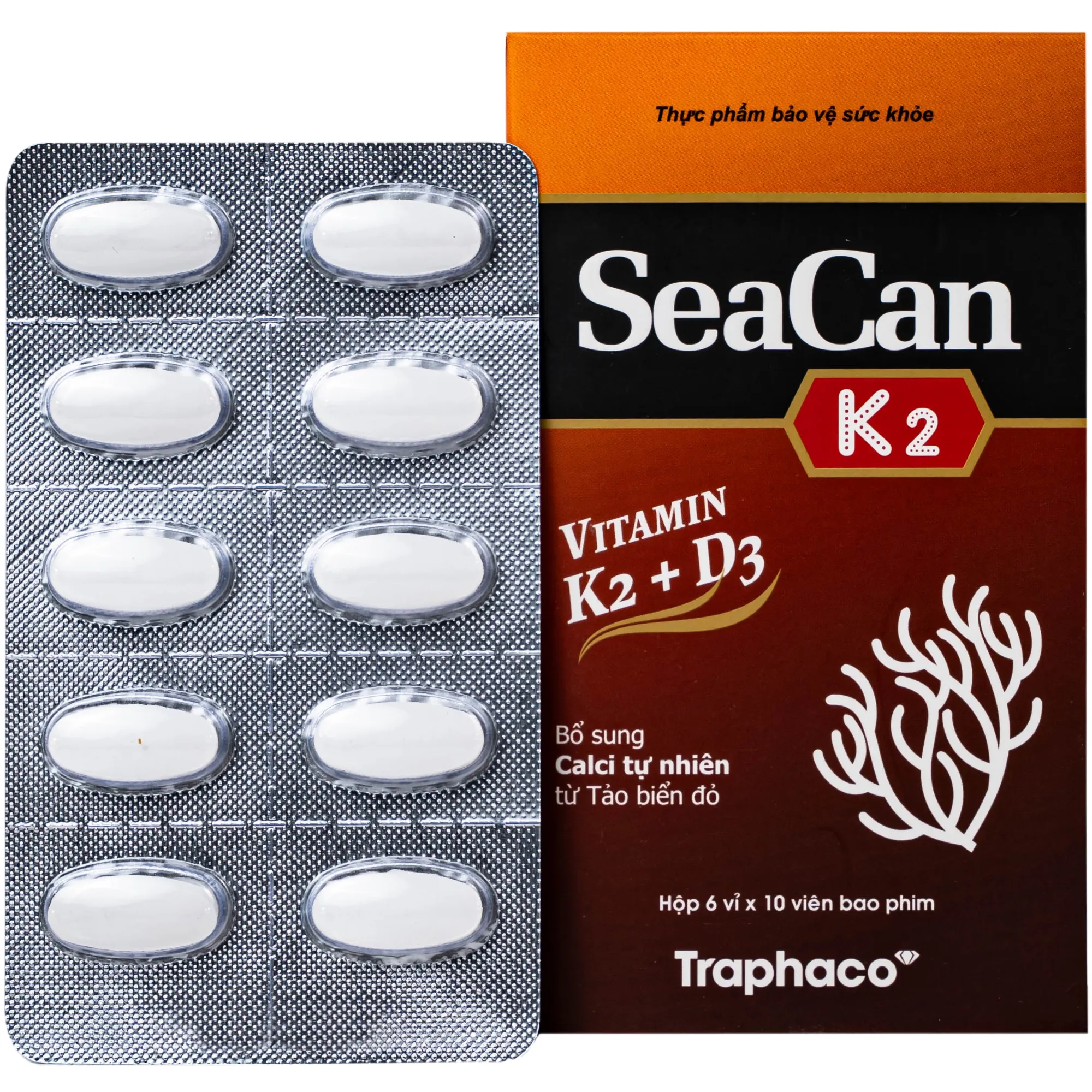 VIÊN UỐNG GIÚP XƯƠNG, RĂNG CHẮC KHỎE SEACAN K2 TRAPHACO 6X10