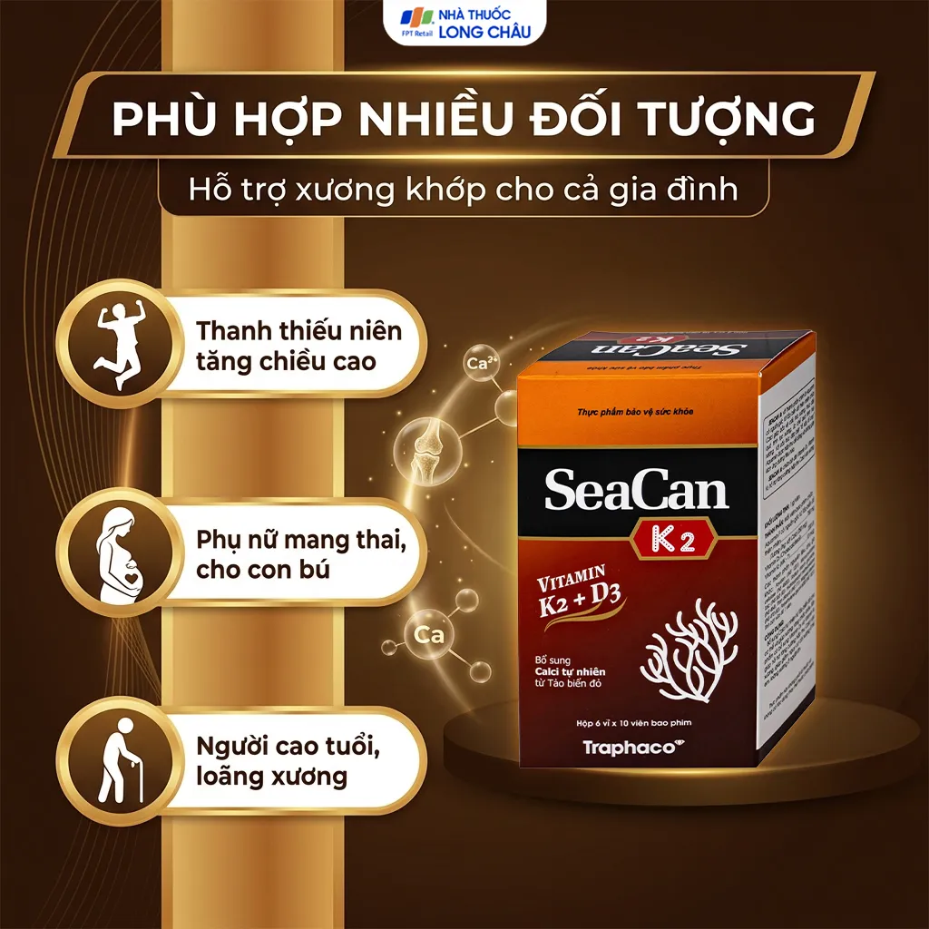 VIÊN UỐNG GIÚP XƯƠNG, RĂNG CHẮC KHỎE SEACAN K2 TRAPHACO 6X10 4