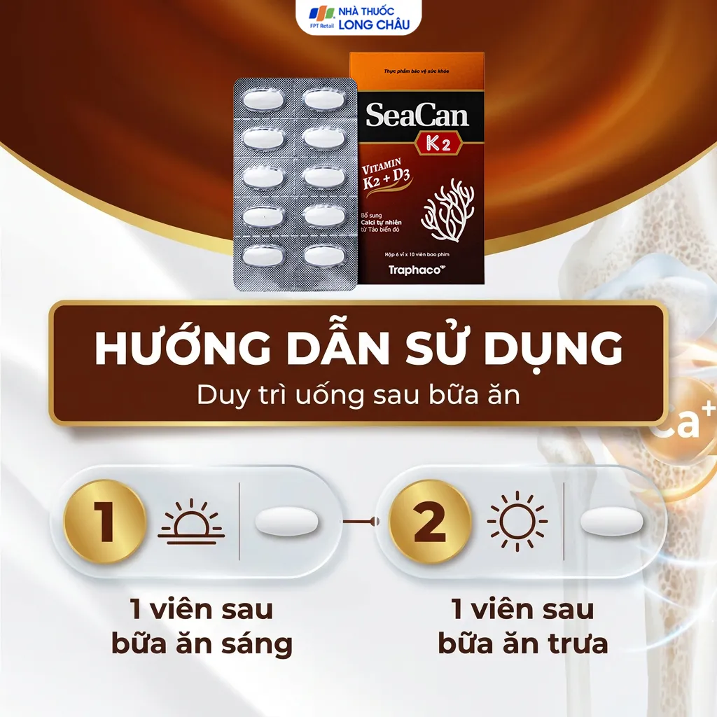 VIÊN UỐNG GIÚP XƯƠNG, RĂNG CHẮC KHỎE SEACAN K2 TRAPHACO 6X10 5