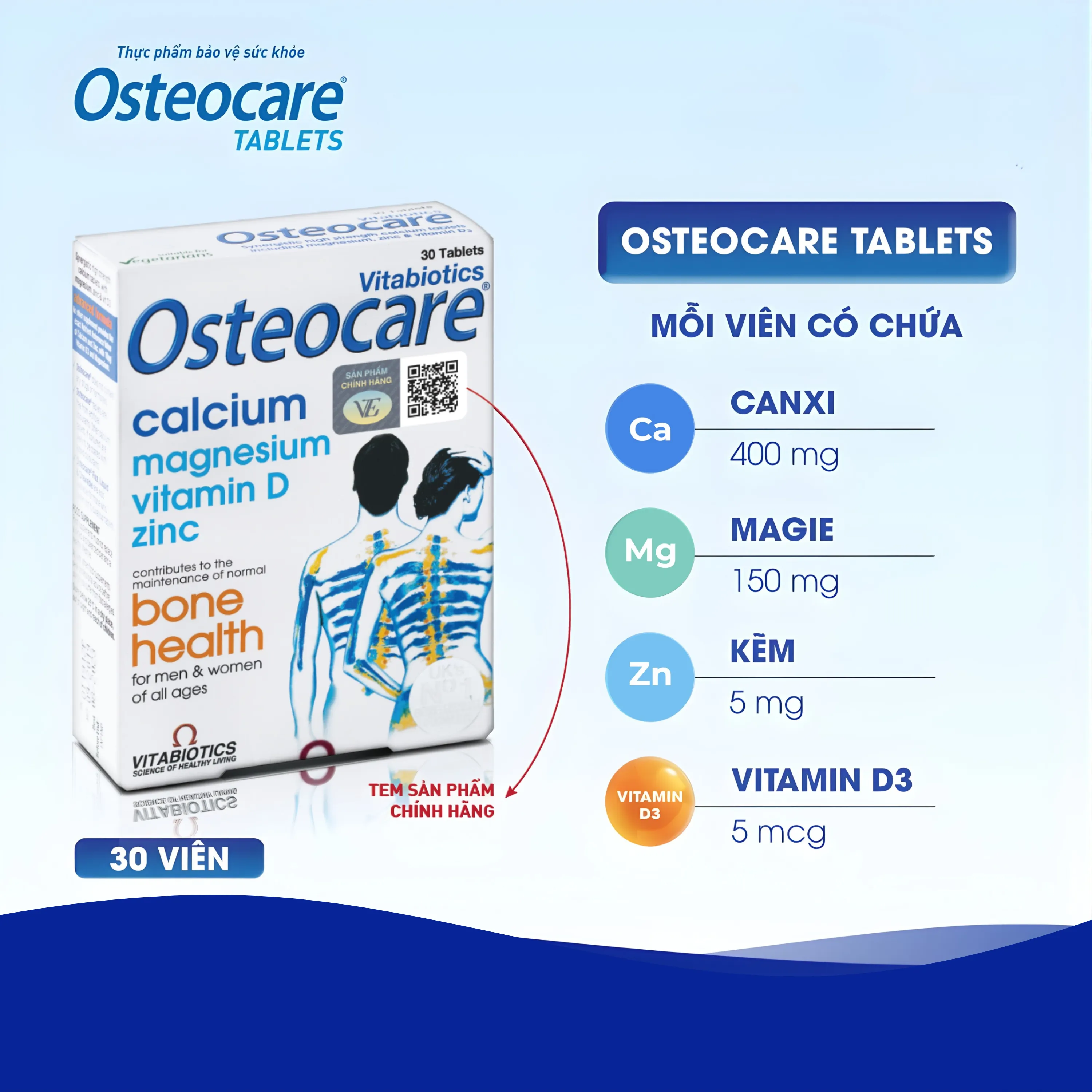 VIÊN UỐNG GIÚP XƯƠNG CHẮC KHỎE OSTEOCARE VITABIOTICS 2X15 4
