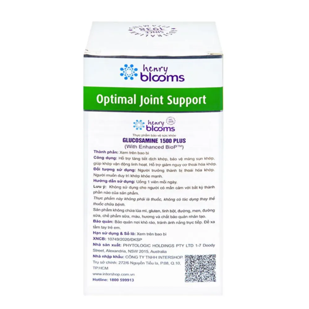 Viên uống Glucosamine 1500 Plus Henry Blooms hỗ trợ tăng tiết dịch khớp, bảo vệ sụn khớp (30 viên) 4