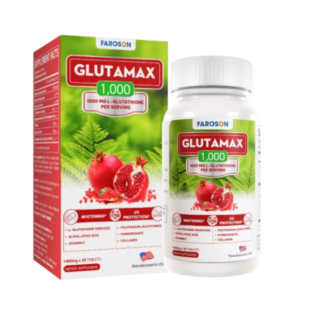 Viên Uống Glutamax 1000 Hỗ Trợ Tăng Cường Khả Năng Chống Oxy Hóa, Tăng Độ Đàn Hồi Cho Da (Hộp 30 Viên)
