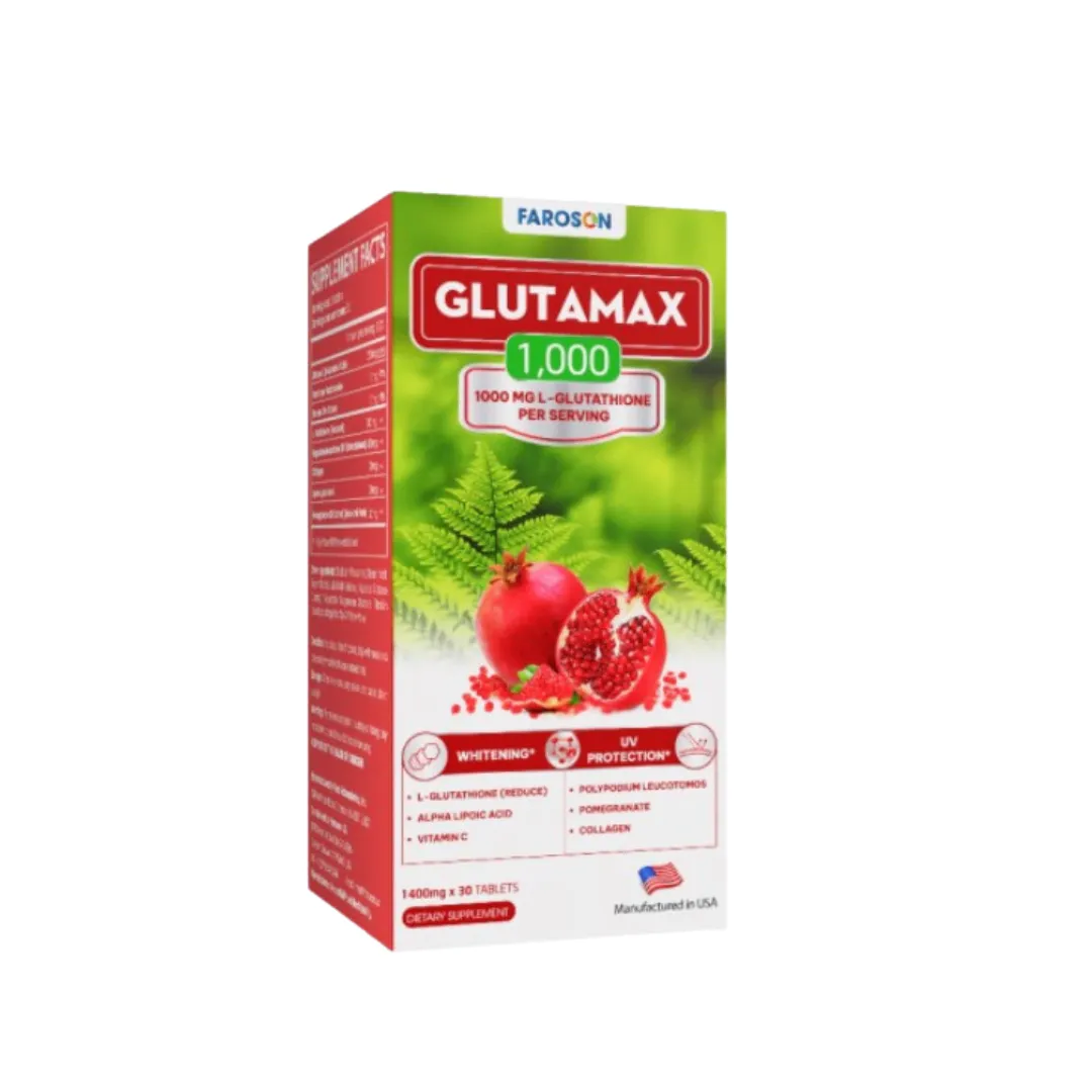 Viên Uống Glutamax 1000 Hỗ Trợ Tăng Cường Khả Năng Chống Oxy Hóa, Tăng Độ Đàn Hồi Cho Da (Hộp 30 Viên) 2