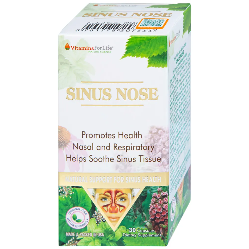 VIÊN UỐNG HỖ TRỢ ĐƯỜNG HÔ HẤP- VIÊM XOANG-VIÊM MŨI DỊ ỨNG SINUS NOSE VITAMINS FOR LIFE 30V 10