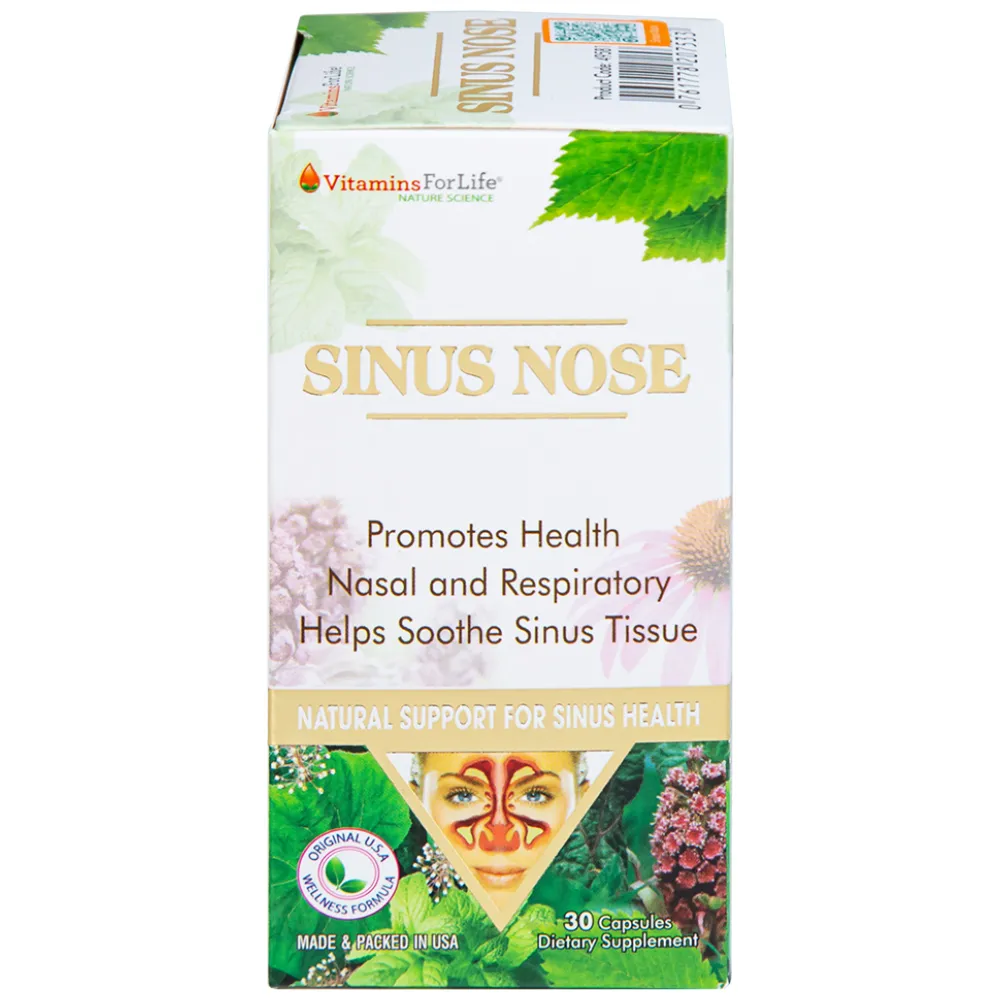 VIÊN UỐNG HỖ TRỢ ĐƯỜNG HÔ HẤP- VIÊM XOANG-VIÊM MŨI DỊ ỨNG SINUS NOSE VITAMINS FOR LIFE 30V 11