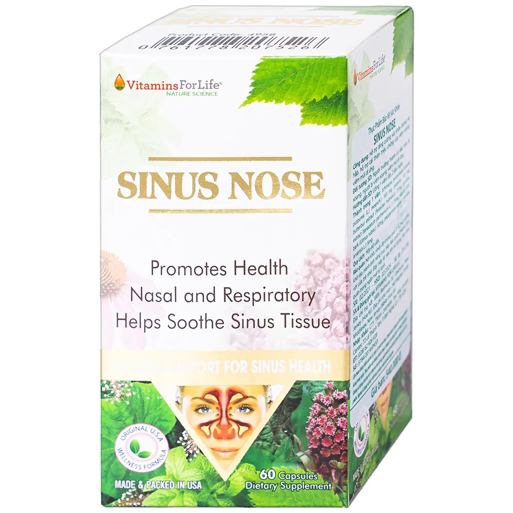 VIÊN UỐNG HỖ TRỢ ĐƯỜNG HÔ HẤP- VIÊM XOANG-VIÊM MŨI DỊ ỨNG SINUS NOSE VITAMINS FOR LIFE 60V 9