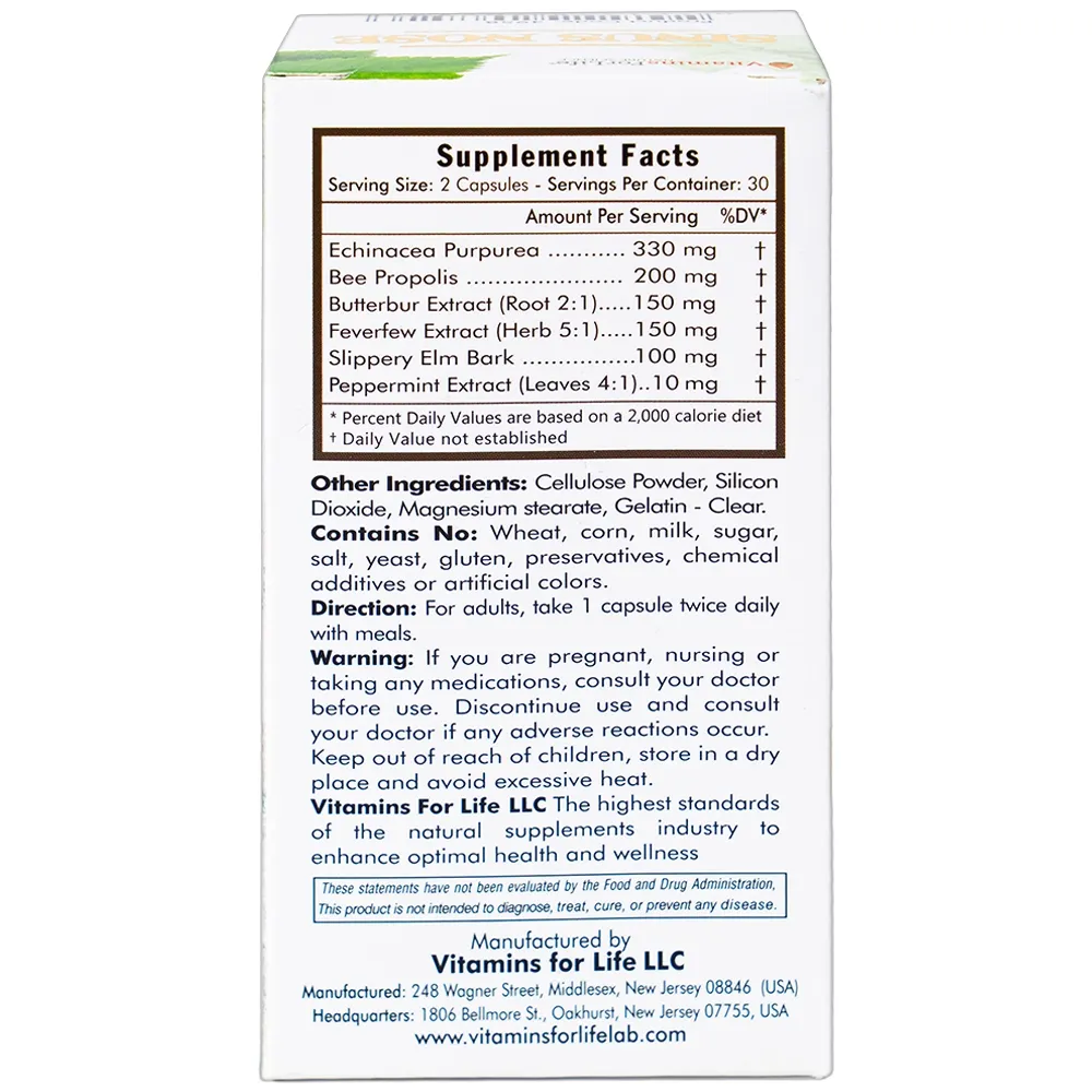 VIÊN UỐNG HỖ TRỢ ĐƯỜNG HÔ HẤP- VIÊM XOANG-VIÊM MŨI DỊ ỨNG SINUS NOSE VITAMINS FOR LIFE 60V 10