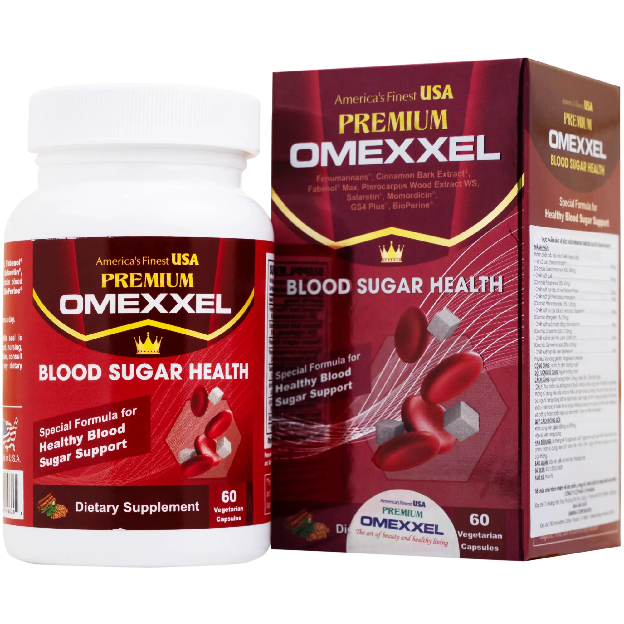 VIÊN UỐNG HỖ TRỢ ỔN ĐỊNH ĐƯỜNG HUYẾT PREMIUM OMEXXEL BLOOD SUGAR HEALTH 60V
