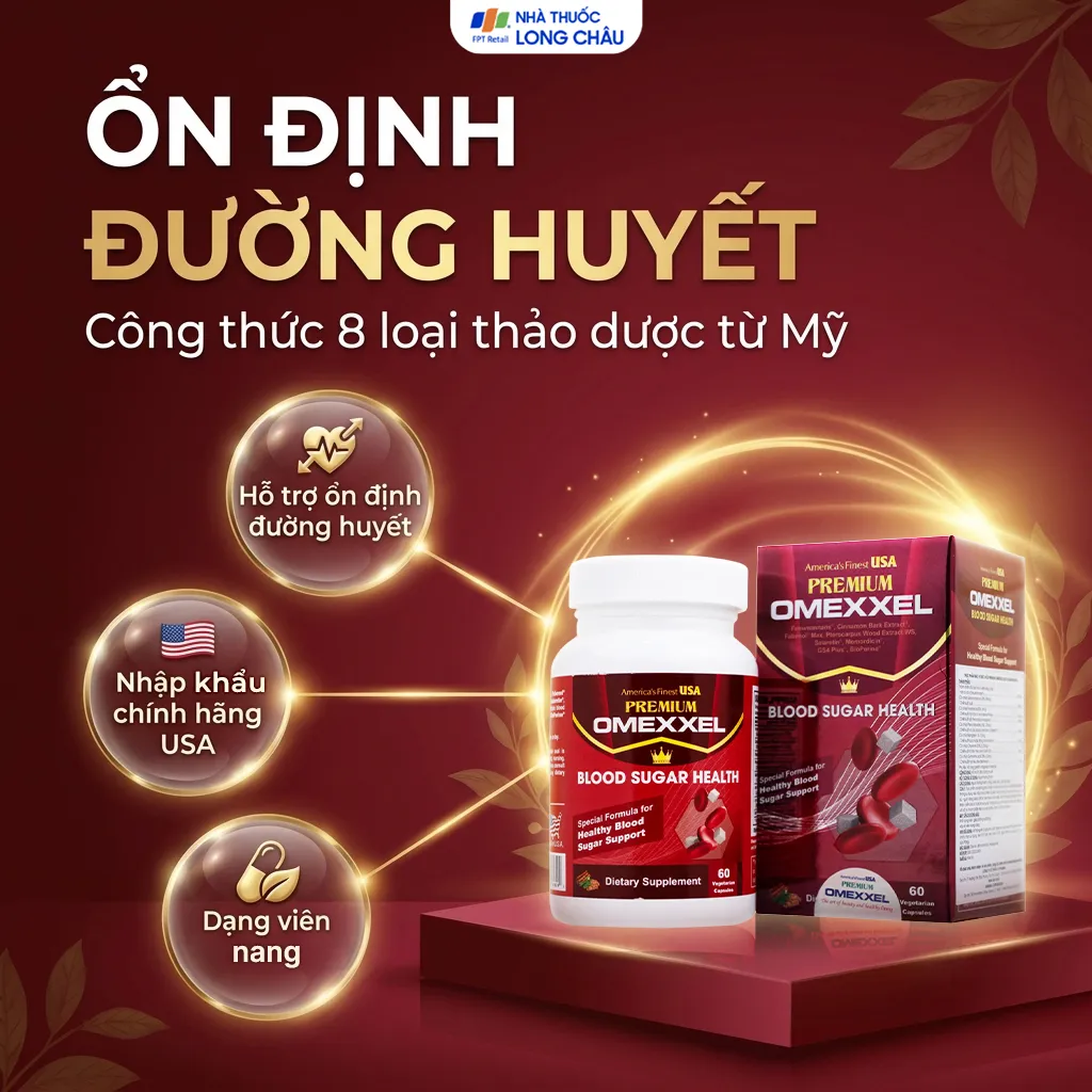 VIÊN UỐNG HỖ TRỢ ỔN ĐỊNH ĐƯỜNG HUYẾT PREMIUM OMEXXEL BLOOD SUGAR HEALTH 60V 2