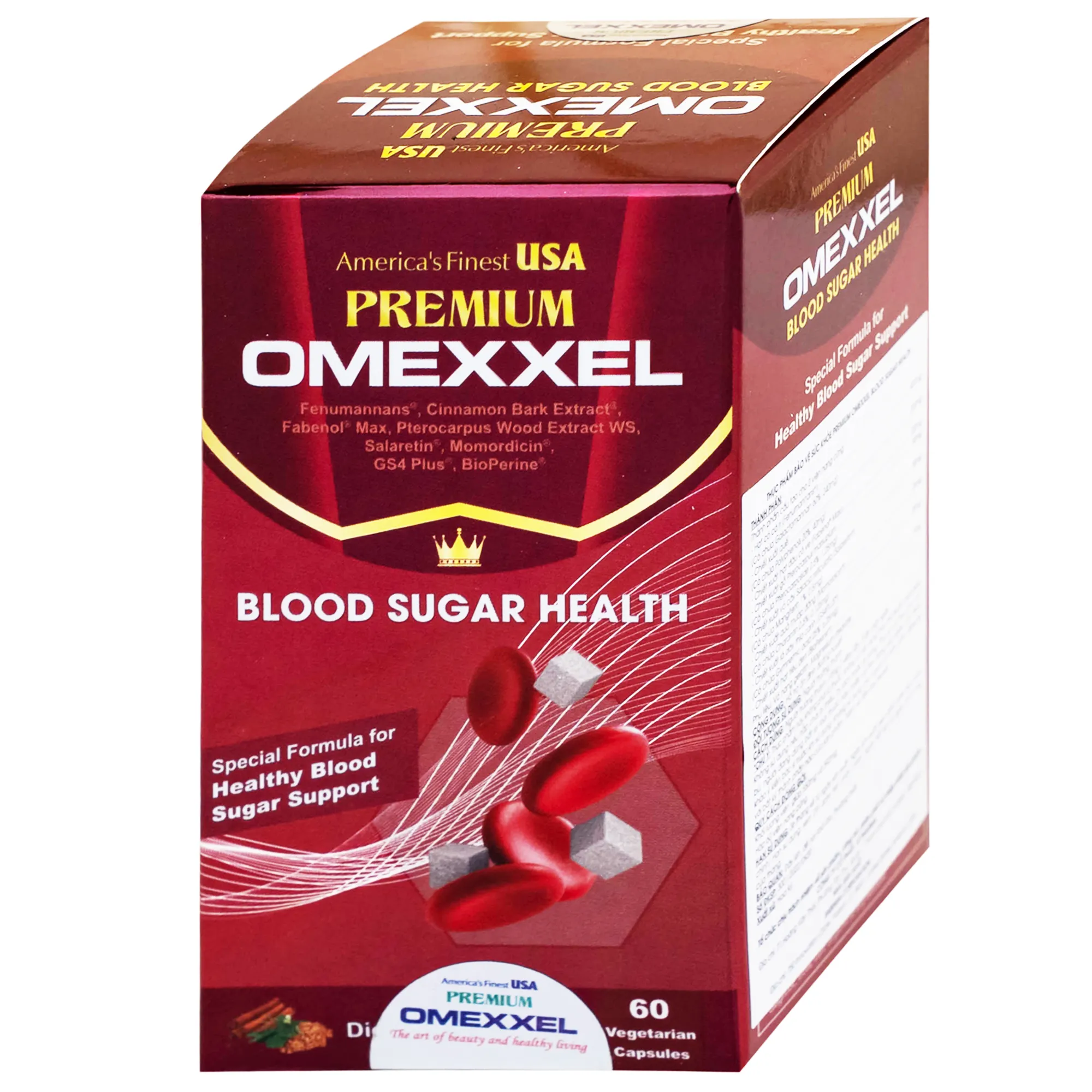 VIÊN UỐNG HỖ TRỢ ỔN ĐỊNH ĐƯỜNG HUYẾT PREMIUM OMEXXEL BLOOD SUGAR HEALTH 60V 8