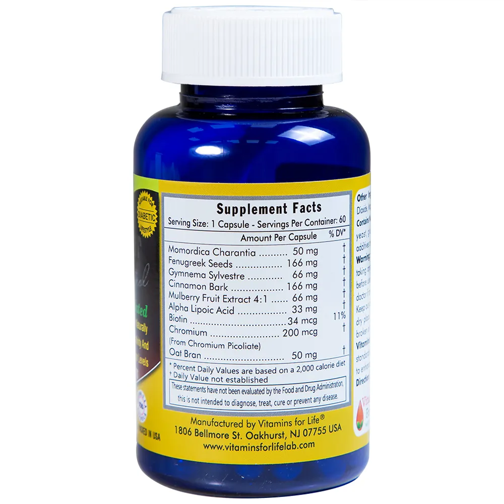 VIÊN UỐNG HỖ TRỢ ỔN ĐỊNH ĐƯỜNG HUYẾT BLOOD SUGAR CONTROL VITAMINS FOR LIFE 60V 8