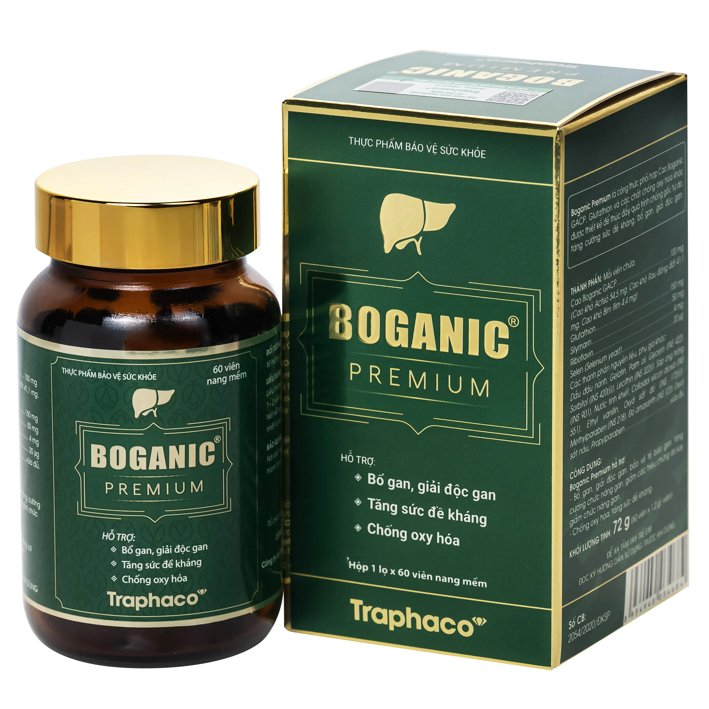 VIÊN UỐNG HỖ TRỢ BỔ GAN, GIẢI ĐỘC GAN BOGANIC PREMIUM TRAPHACO 60V