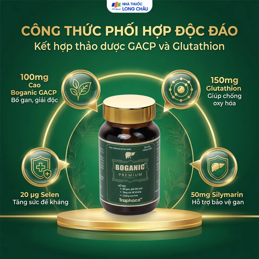 VIÊN UỐNG HỖ TRỢ BỔ GAN, GIẢI ĐỘC GAN BOGANIC PREMIUM TRAPHACO 60V 3