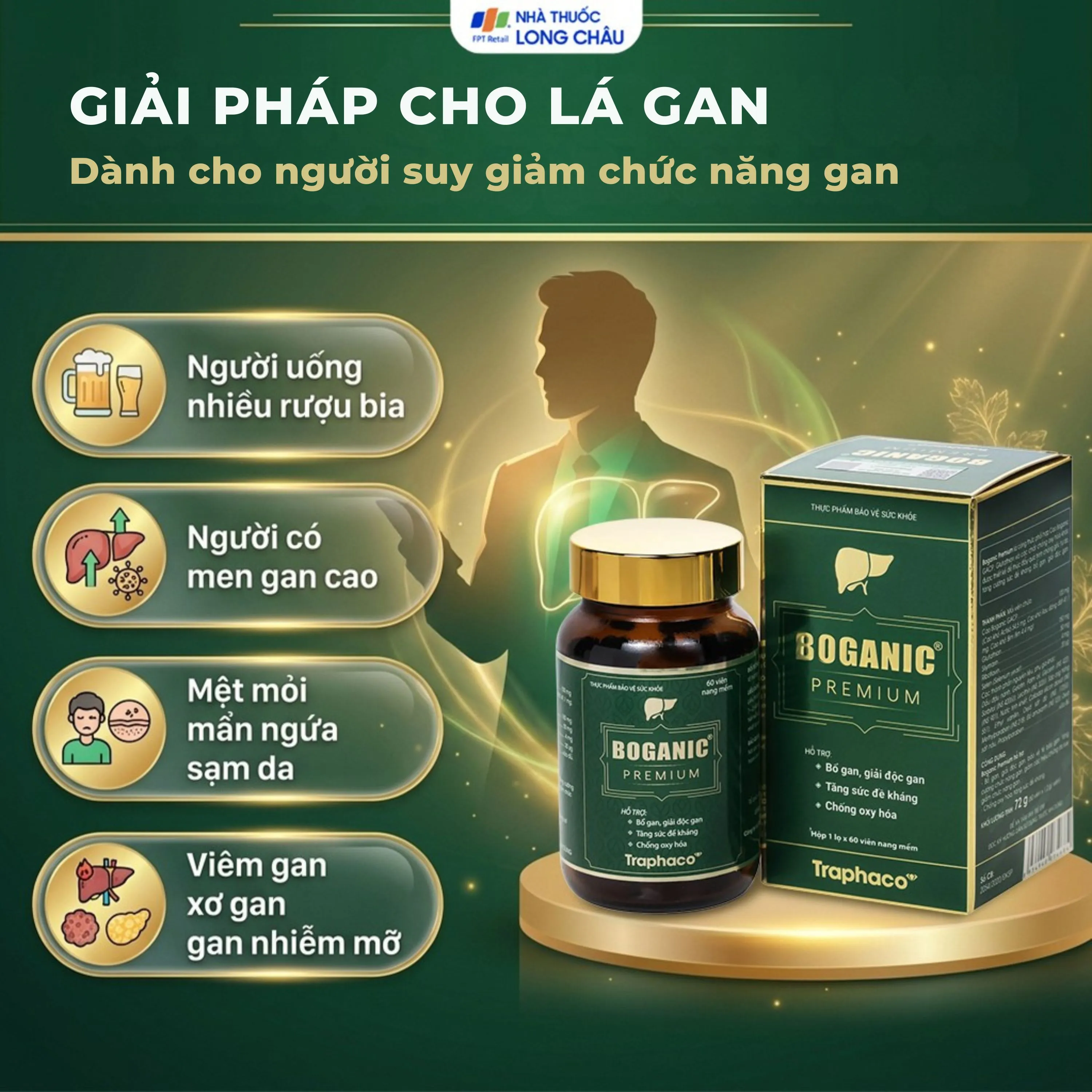 VIÊN UỐNG HỖ TRỢ BỔ GAN, GIẢI ĐỘC GAN BOGANIC PREMIUM TRAPHACO 60V 4