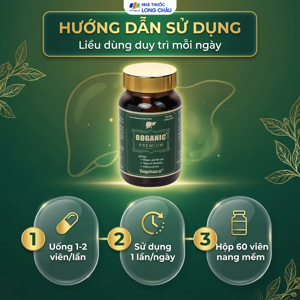VIÊN UỐNG HỖ TRỢ BỔ GAN, GIẢI ĐỘC GAN BOGANIC PREMIUM TRAPHACO 60V 5
