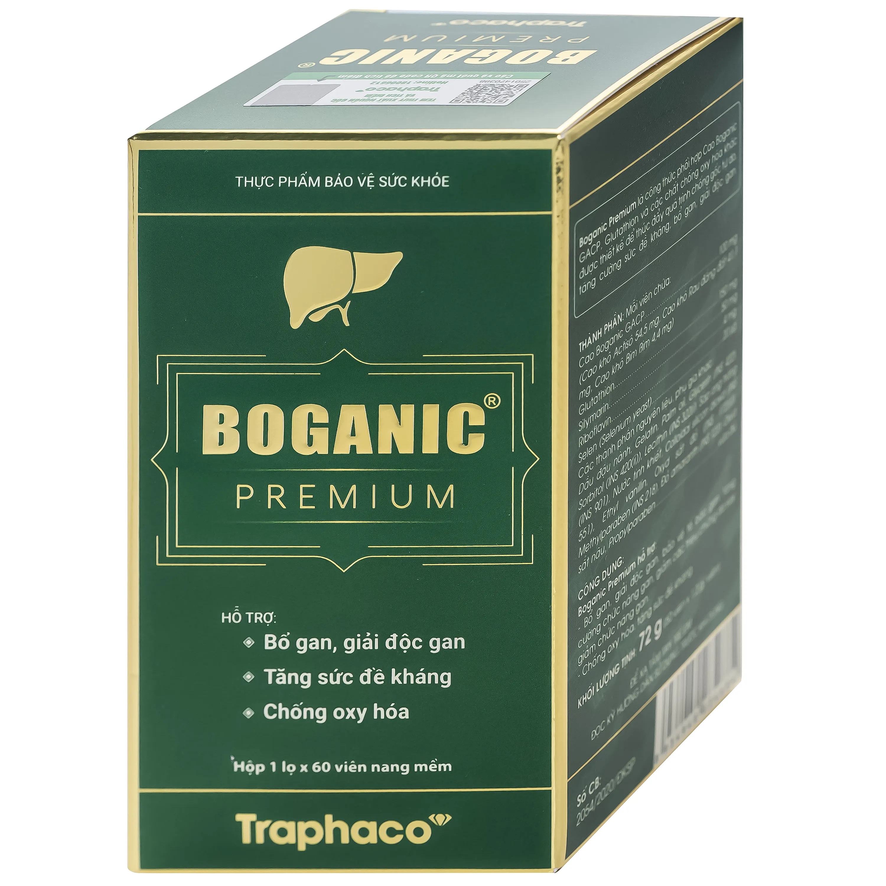 VIÊN UỐNG HỖ TRỢ BỔ GAN, GIẢI ĐỘC GAN BOGANIC PREMIUM TRAPHACO 60V 7
