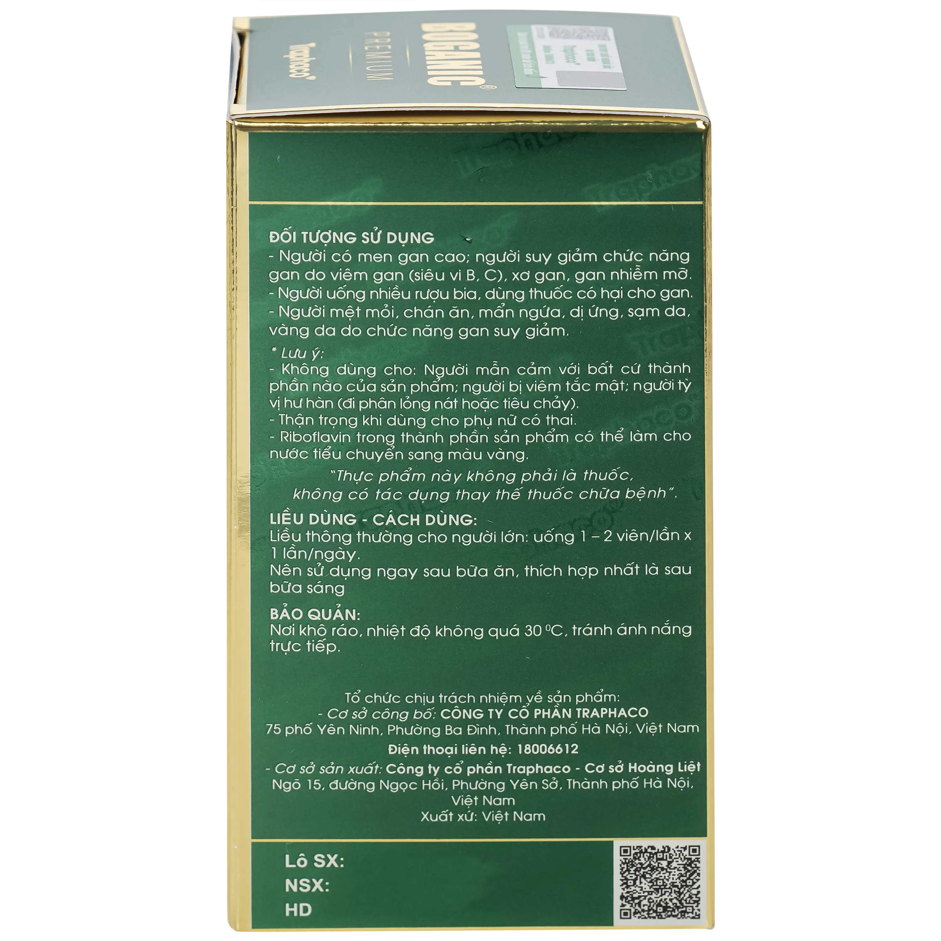 VIÊN UỐNG HỖ TRỢ BỔ GAN, GIẢI ĐỘC GAN BOGANIC PREMIUM TRAPHACO 60V 9