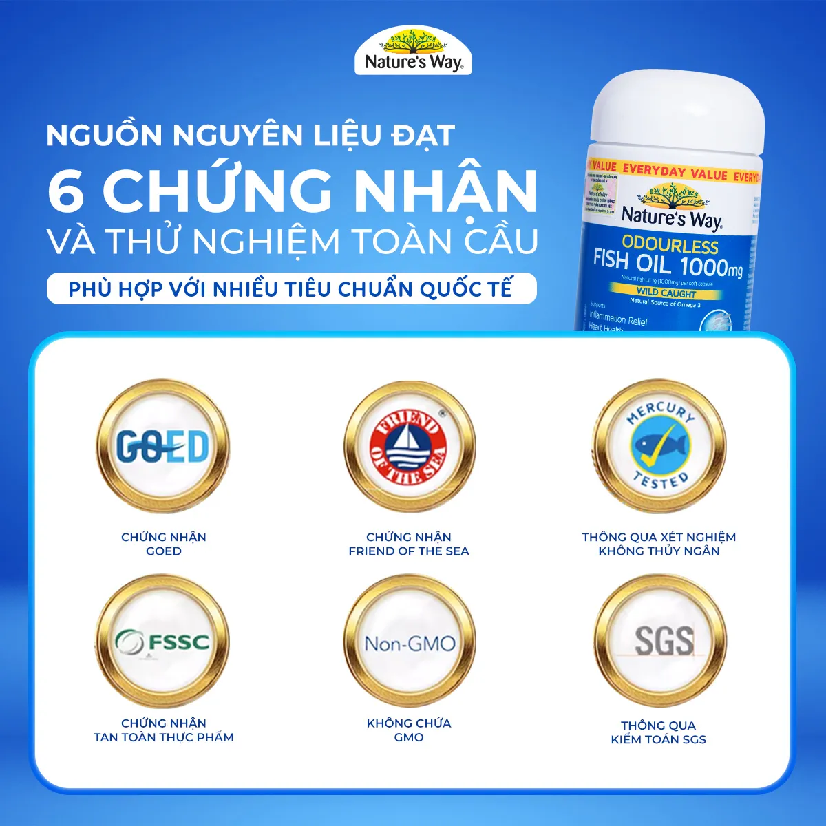 VIÊN UỐNG HỖ TRỢ BỔ NÃO ODOURLESS FISH OIL 1000MG NATURE'S WAY 80V 6