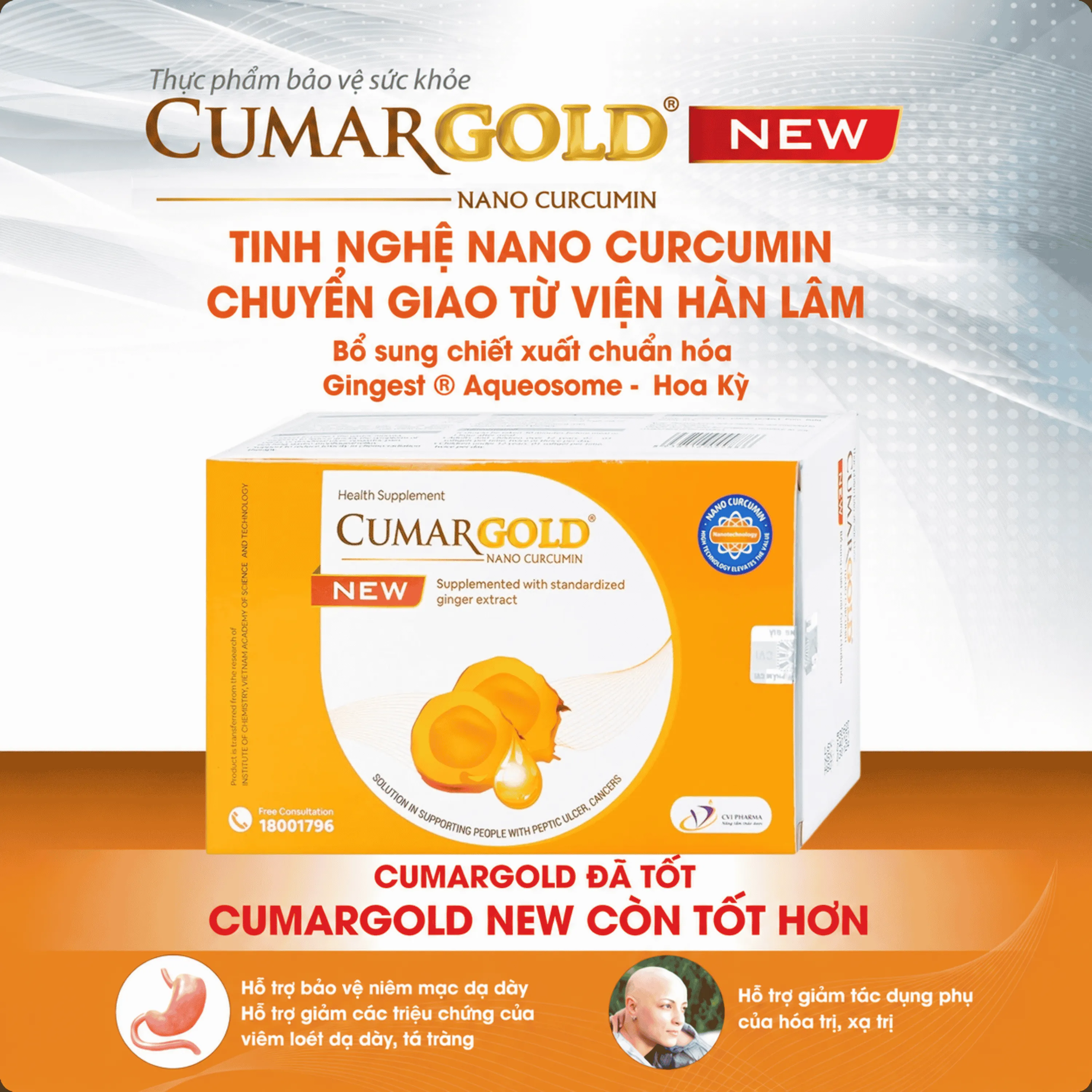 VIÊN UỐNG HỖ TRỢ BẢO VỆ NIÊM MẠC DẠ DÀY CUMARGOLD NANO CURCUMIN NEW CVI 4X10 2