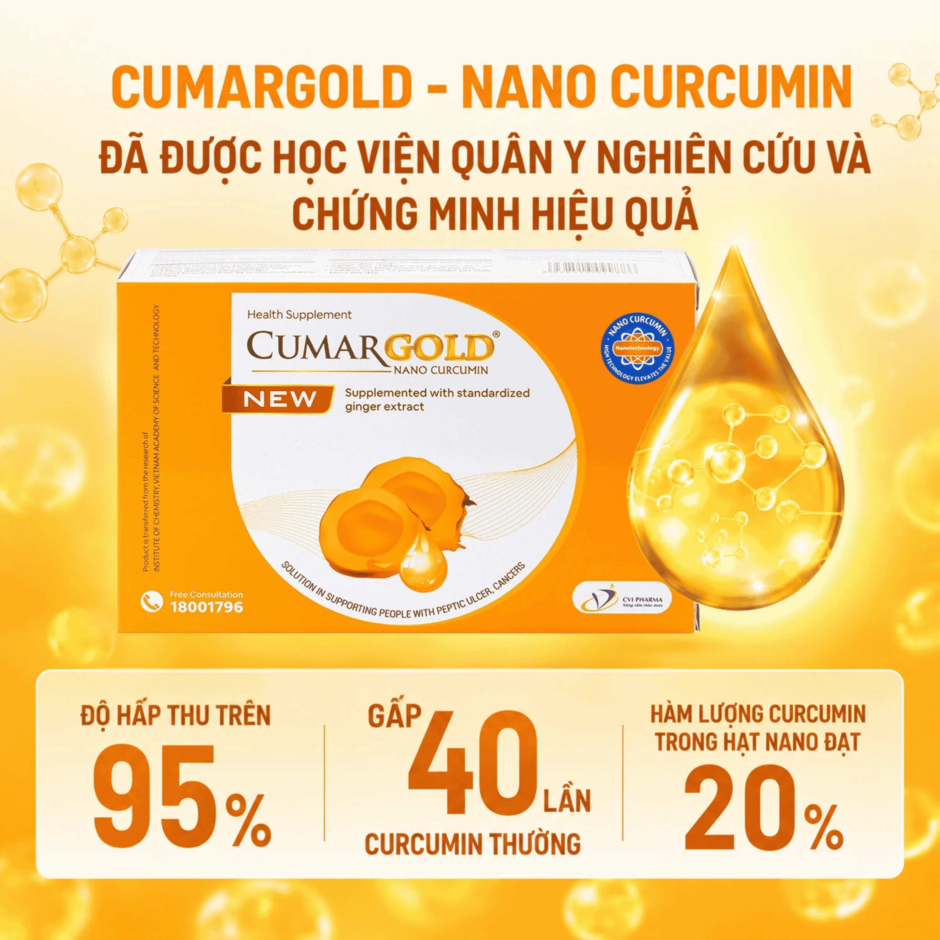 VIÊN UỐNG HỖ TRỢ BẢO VỆ NIÊM MẠC DẠ DÀY CUMARGOLD NANO CURCUMIN NEW CVI 4X10 3