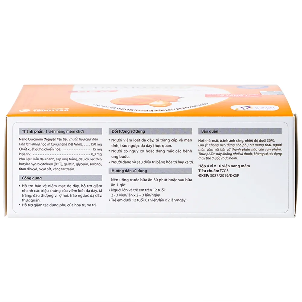 VIÊN UỐNG HỖ TRỢ BẢO VỆ NIÊM MẠC DẠ DÀY CUMARGOLD NANO CURCUMIN NEW CVI 4X10 8