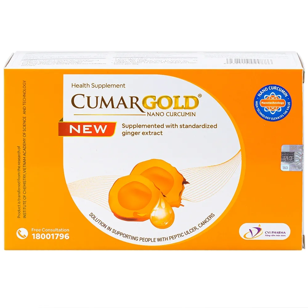 VIÊN UỐNG HỖ TRỢ BẢO VỆ NIÊM MẠC DẠ DÀY CUMARGOLD NANO CURCUMIN NEW CVI 4X10 10