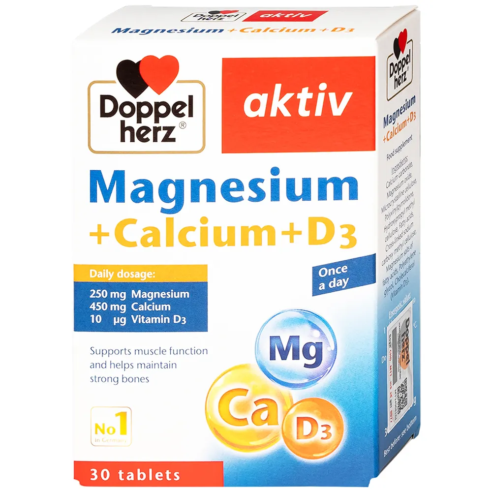 VIÊN UỐNG HỖ TRỢ CƠ XƯƠNG MAGNESIUM + CALCIUM + D3 DOPPELHERZ 3X10