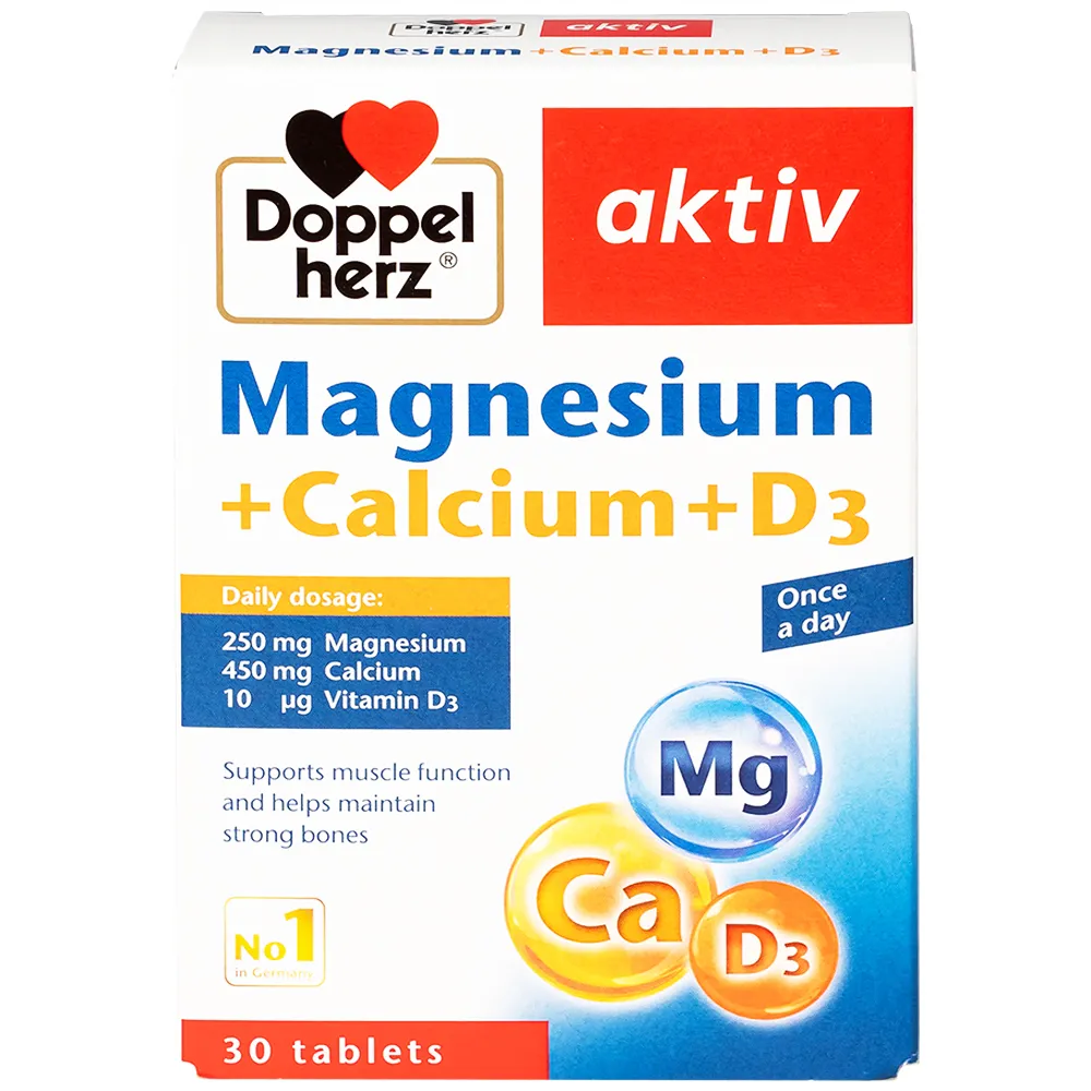 VIÊN UỐNG HỖ TRỢ CƠ XƯƠNG MAGNESIUM + CALCIUM + D3 DOPPELHERZ 3X10 2
