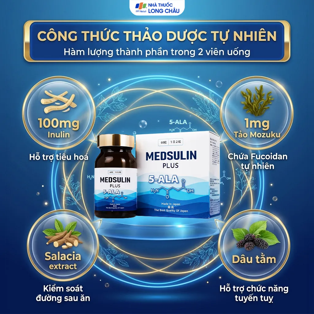 VIÊN UỐNG HỖ TRỢ CẢI THIỆN CHỈ SỐ ĐƯỜNG HUYẾT MEDSULIN PLUS 60V 3