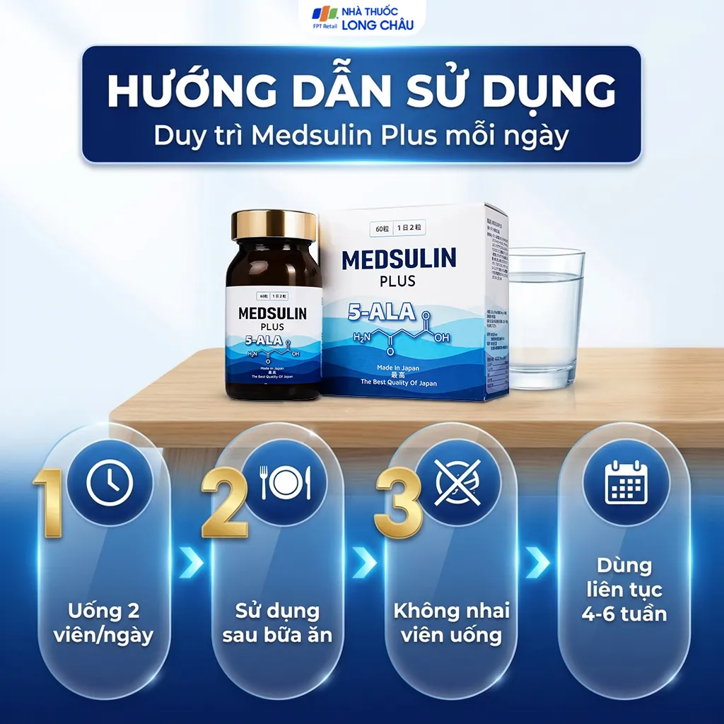 VIÊN UỐNG HỖ TRỢ CẢI THIỆN CHỈ SỐ ĐƯỜNG HUYẾT MEDSULIN PLUS 60V 4