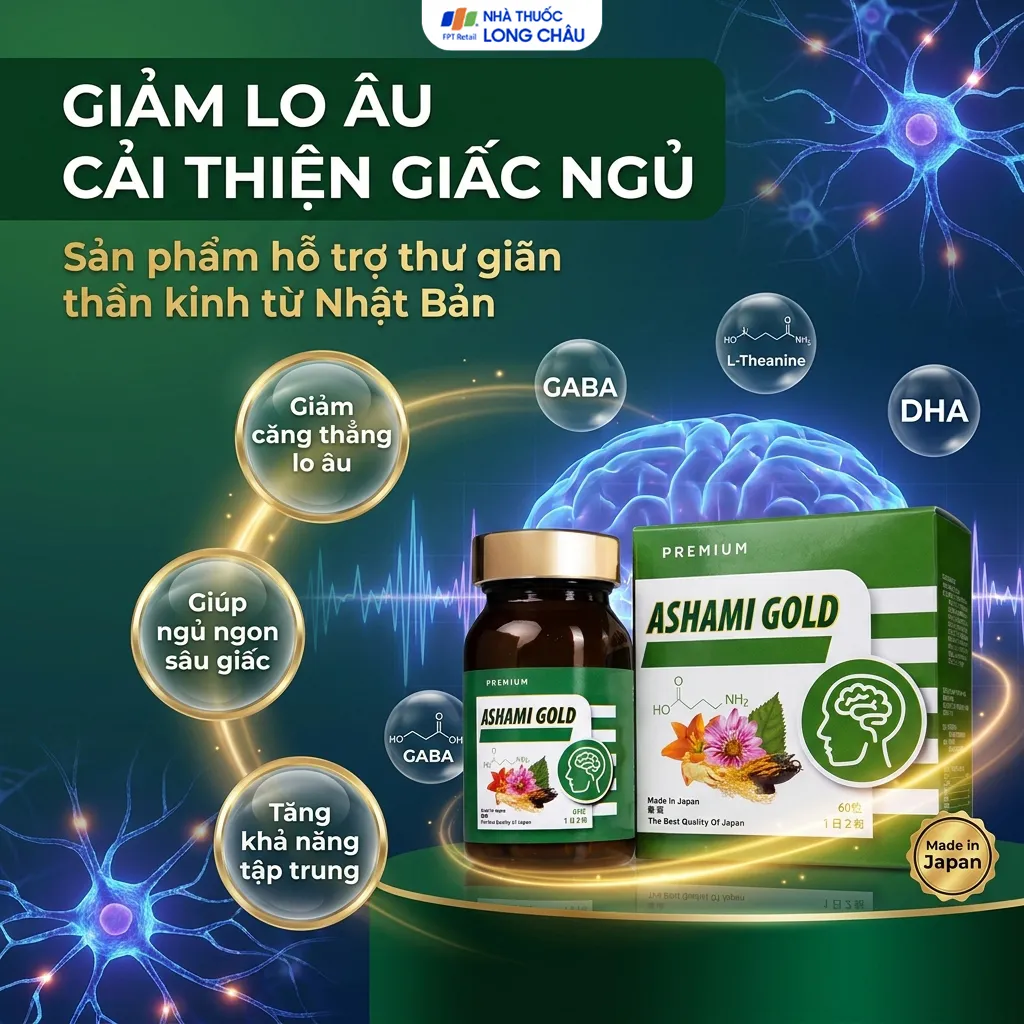 VIÊN UỐNG HỖ TRỢ CẢI THIỆN TÌNH TRẠNG LO ÂU, CẢI THIỆN GIẤC NGỦ ASHAMI GOLD 60V 2