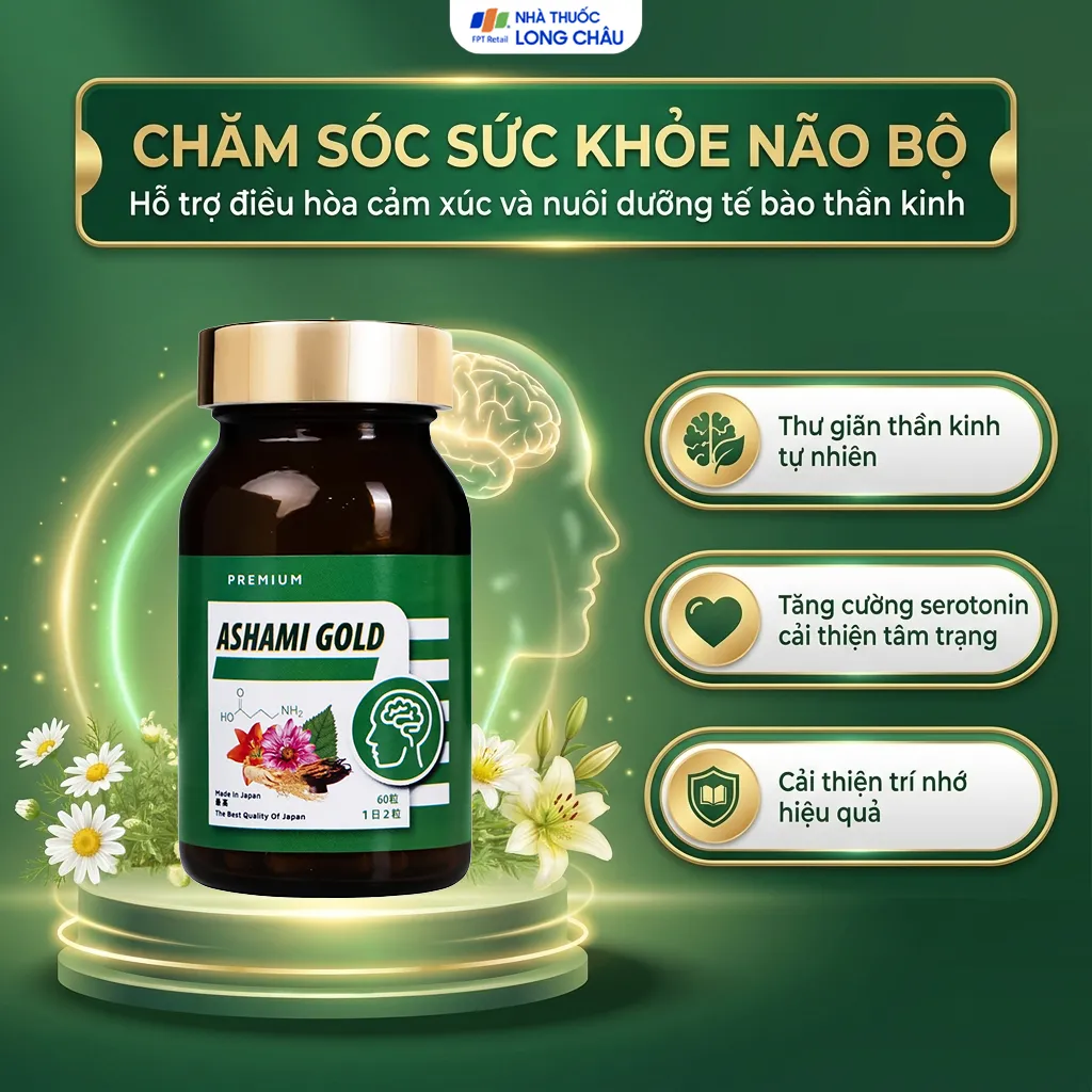 VIÊN UỐNG HỖ TRỢ CẢI THIỆN TÌNH TRẠNG LO ÂU, CẢI THIỆN GIẤC NGỦ ASHAMI GOLD 60V 3